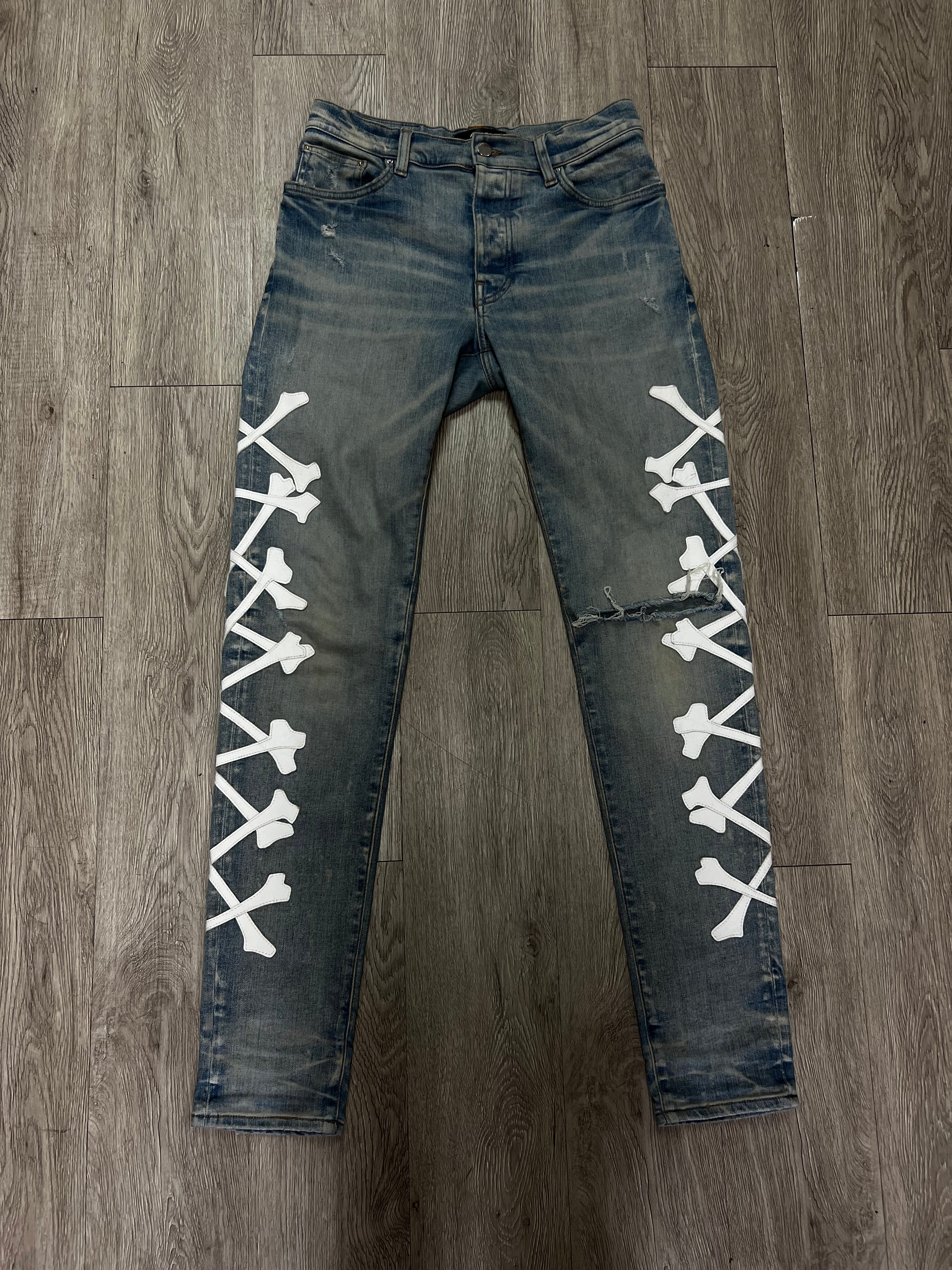 Amiri Light Wash White Bones (Altered Fits 30) Jeans