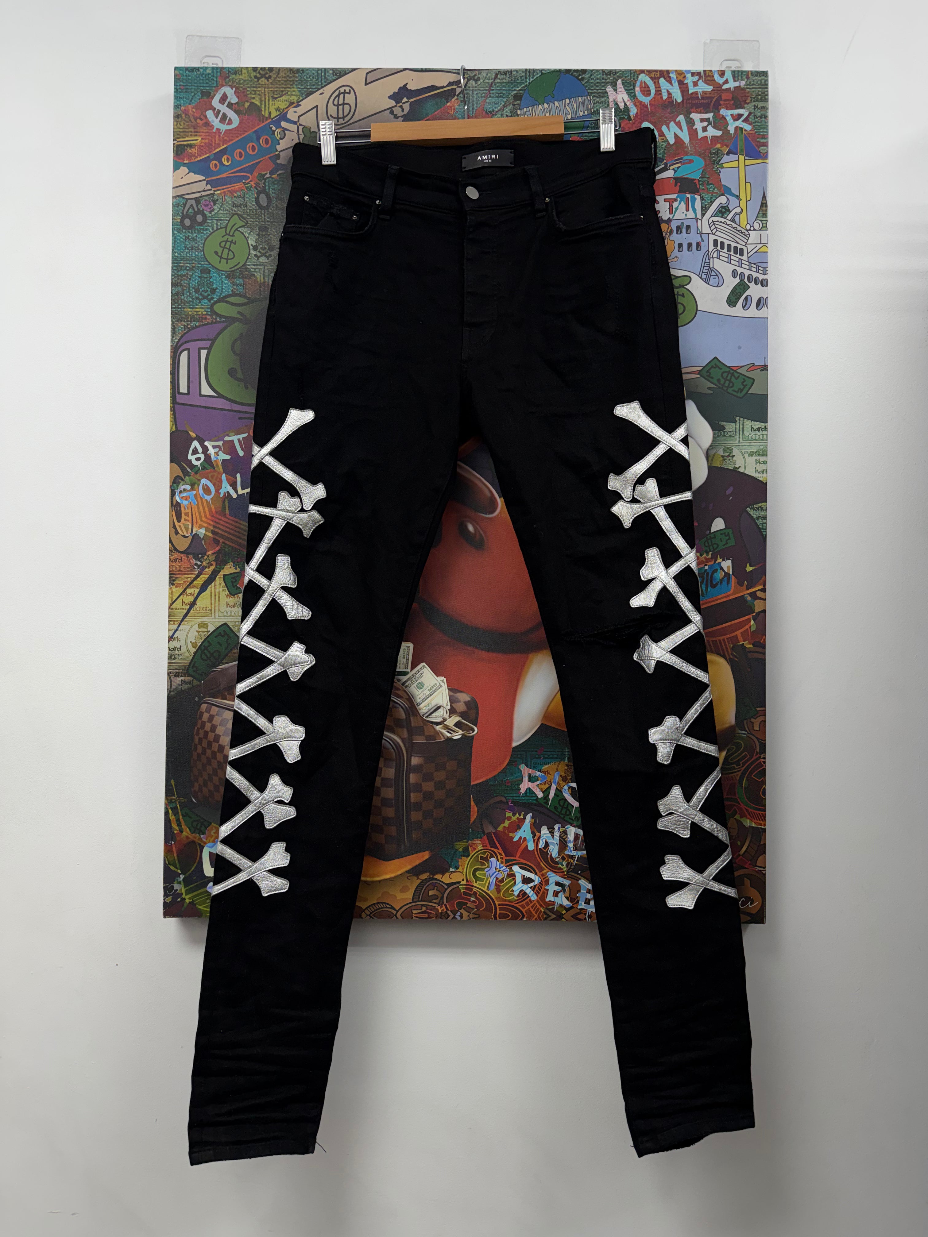 Amiri Black Silver Bones Jeans