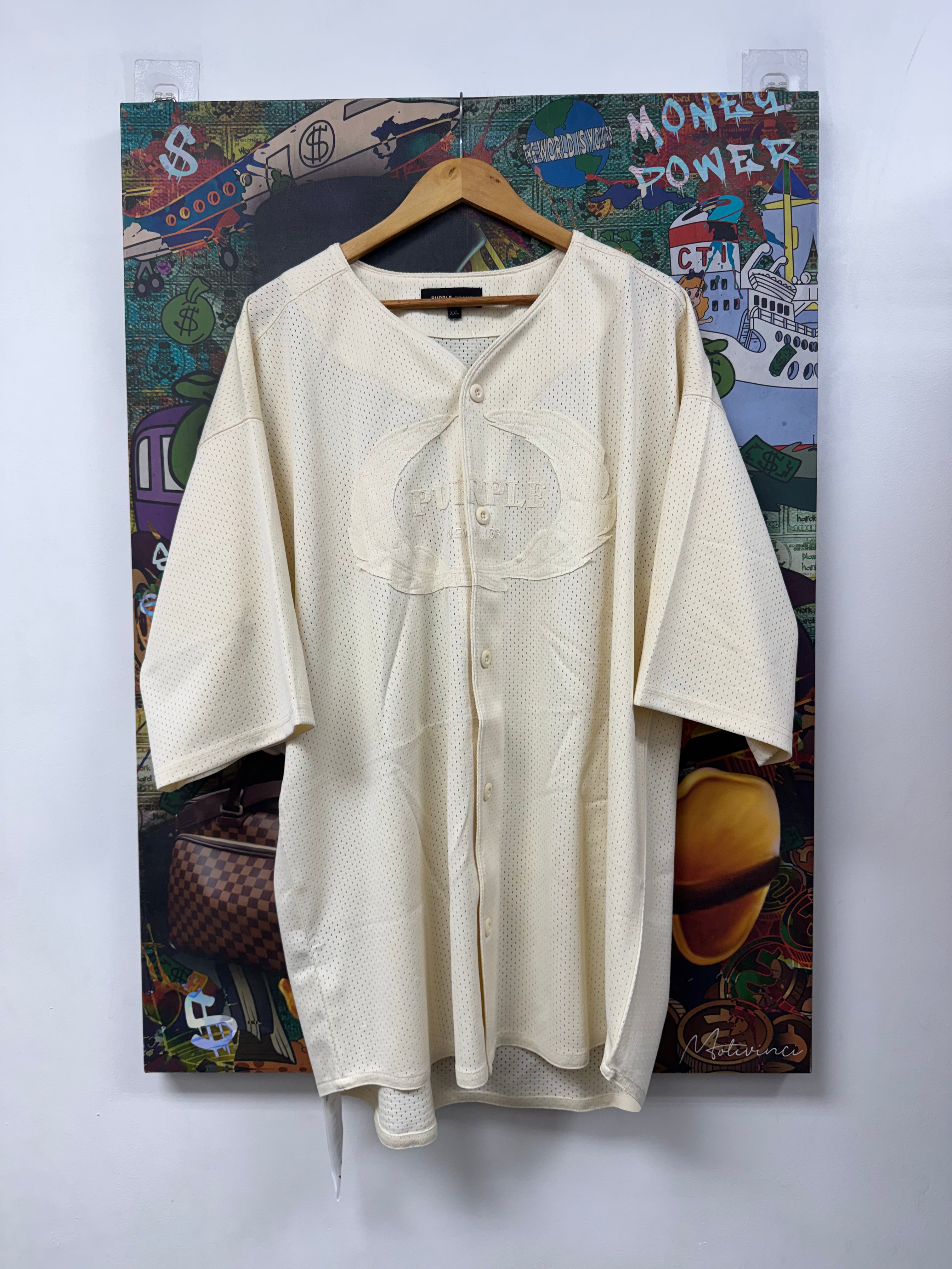 Purple Brand Cream Logo Jersey Button Up