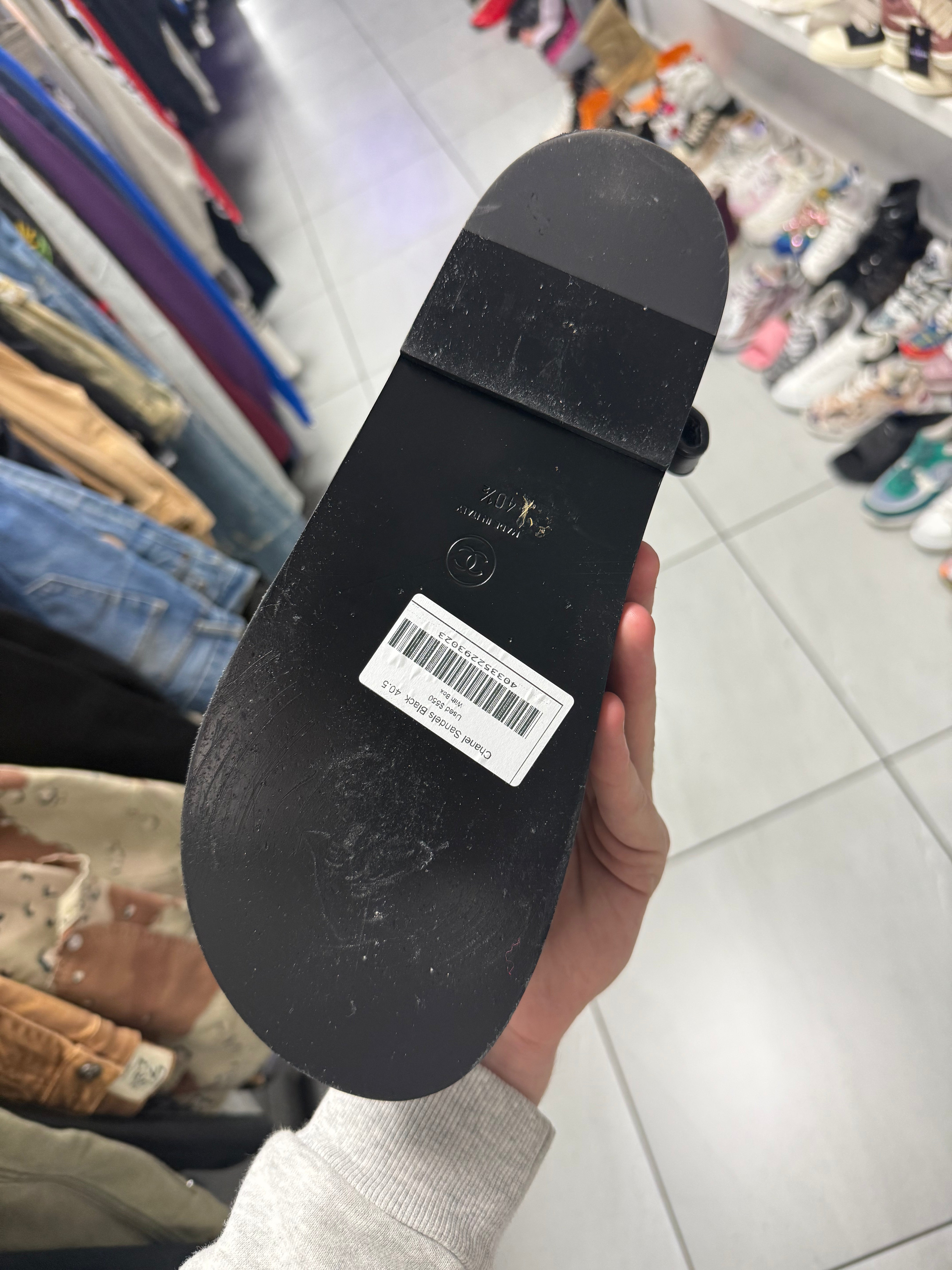 Chanel Sandels Black Used 40.5 (7.5) With Box