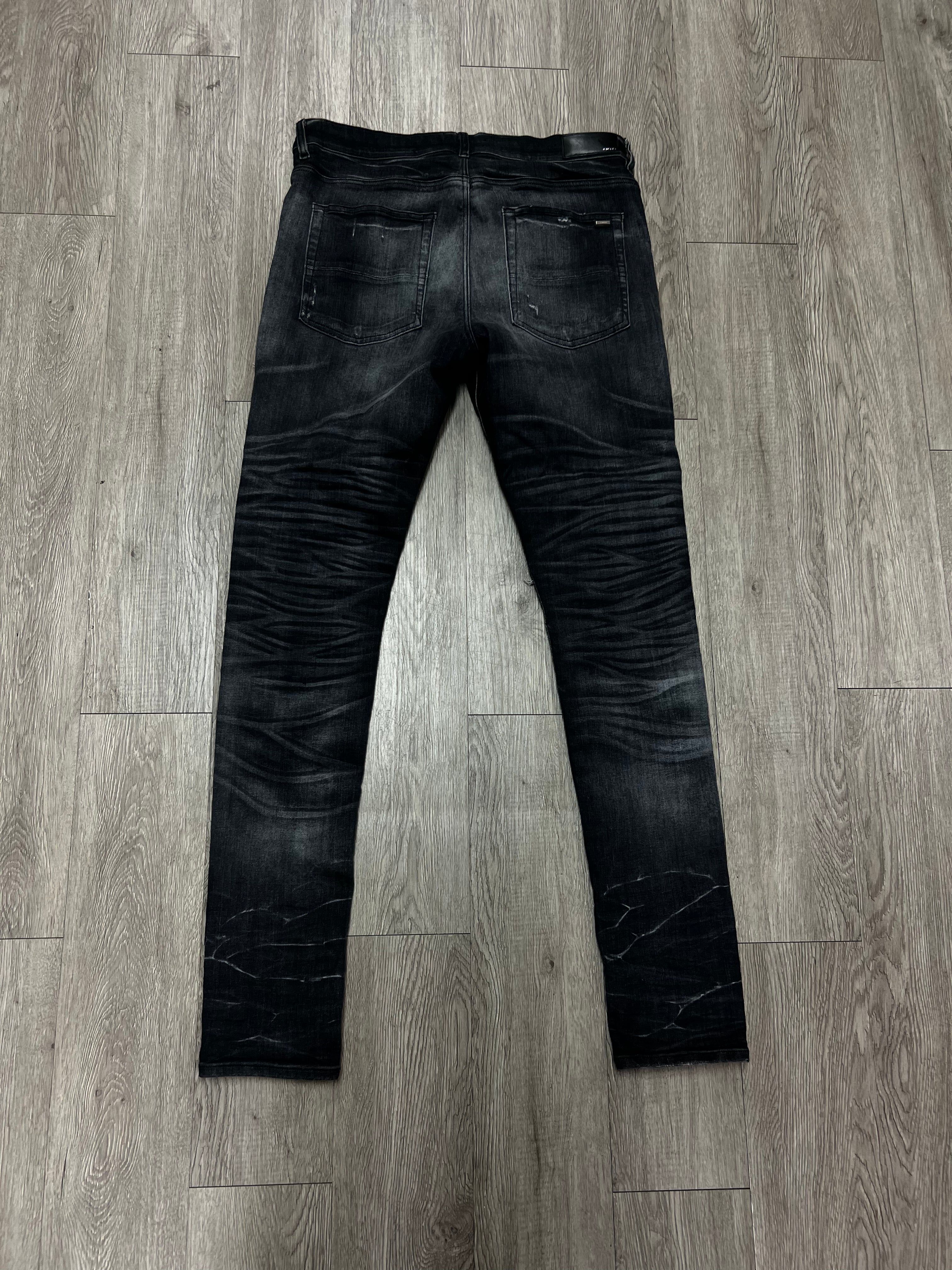 Amiri MX1 Grey Black Patch Jeans