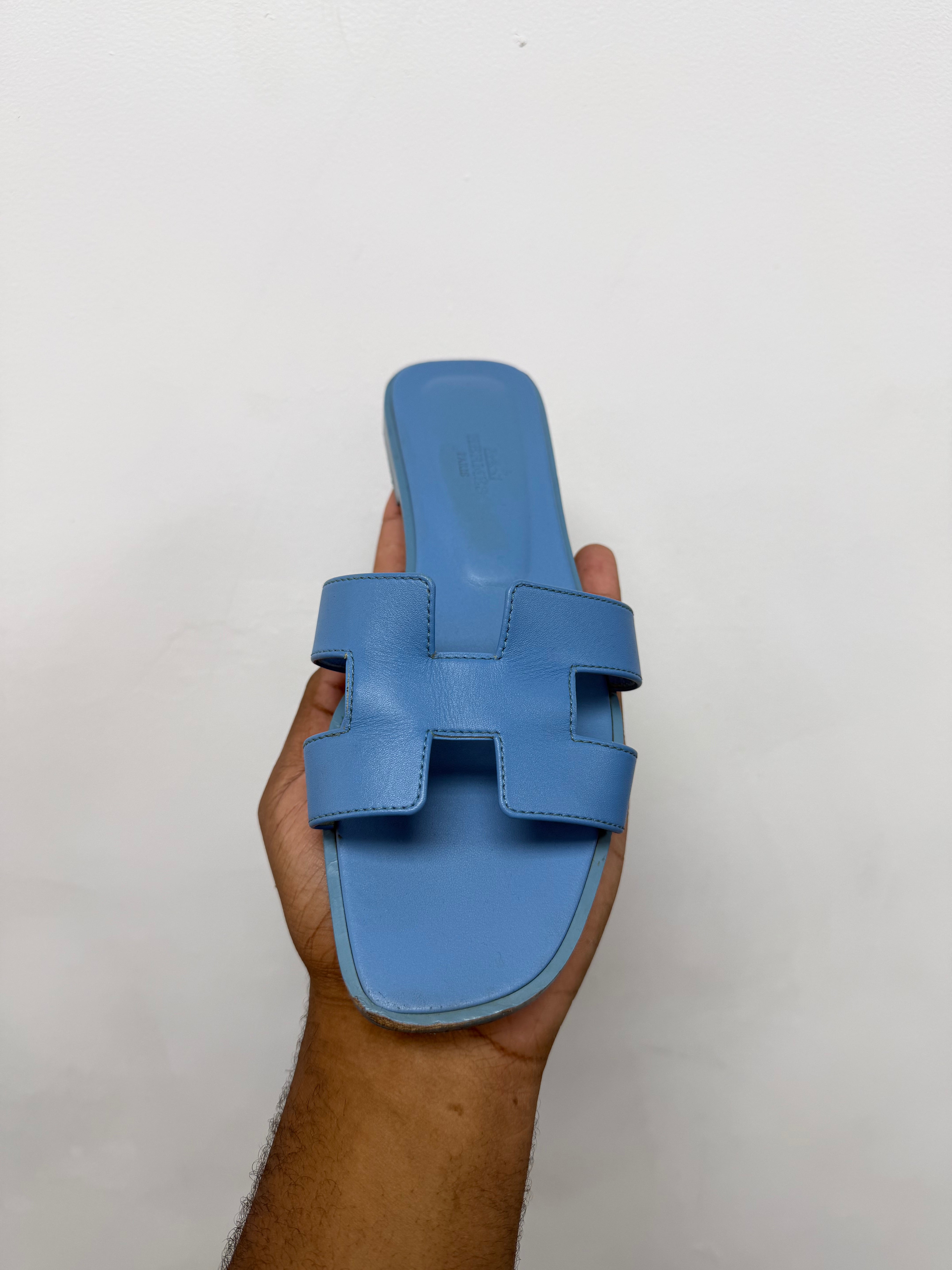 Hermes Blue Oran Sandals