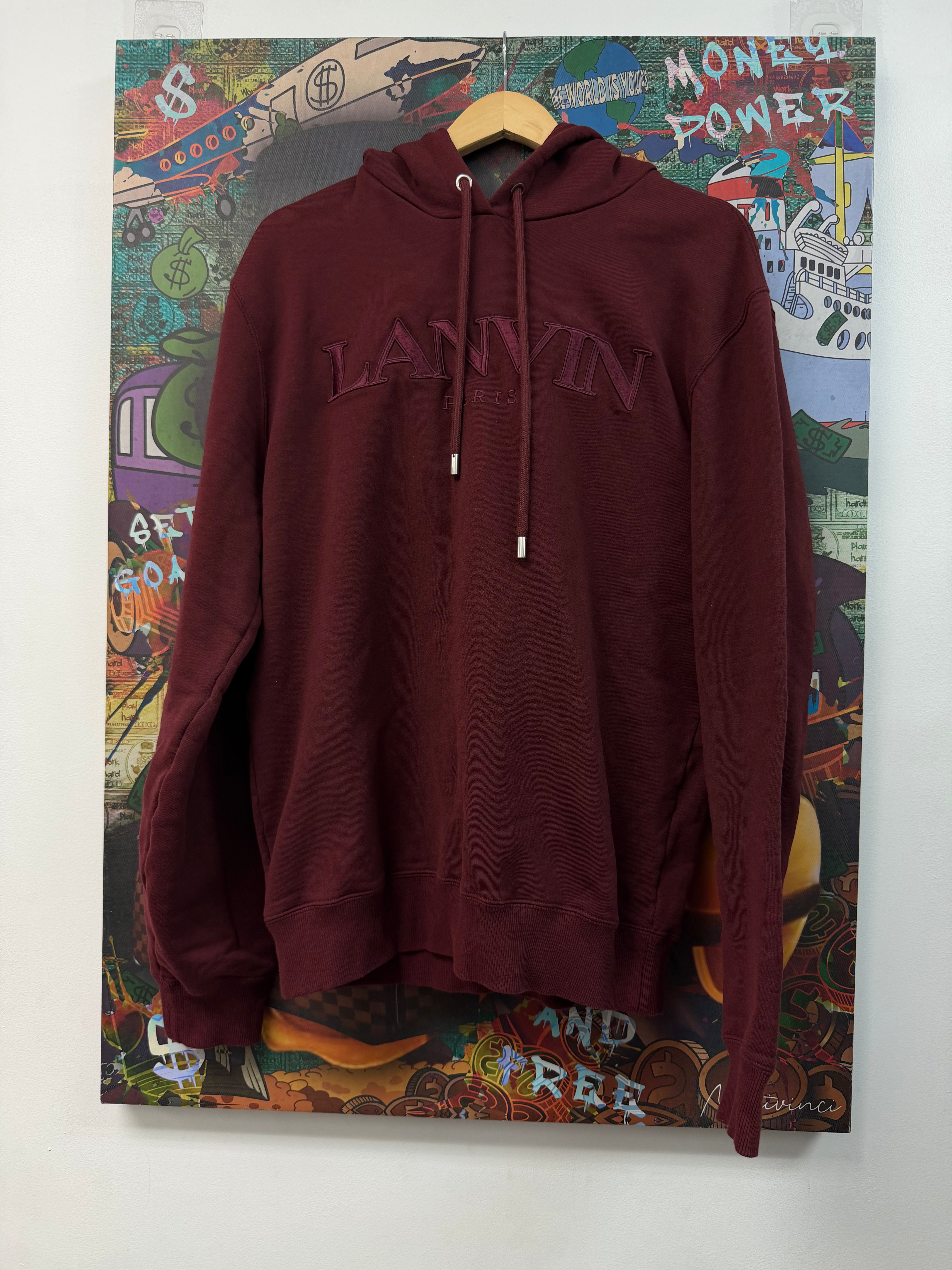Lanvin Burgundy Chest Logo Hoodie