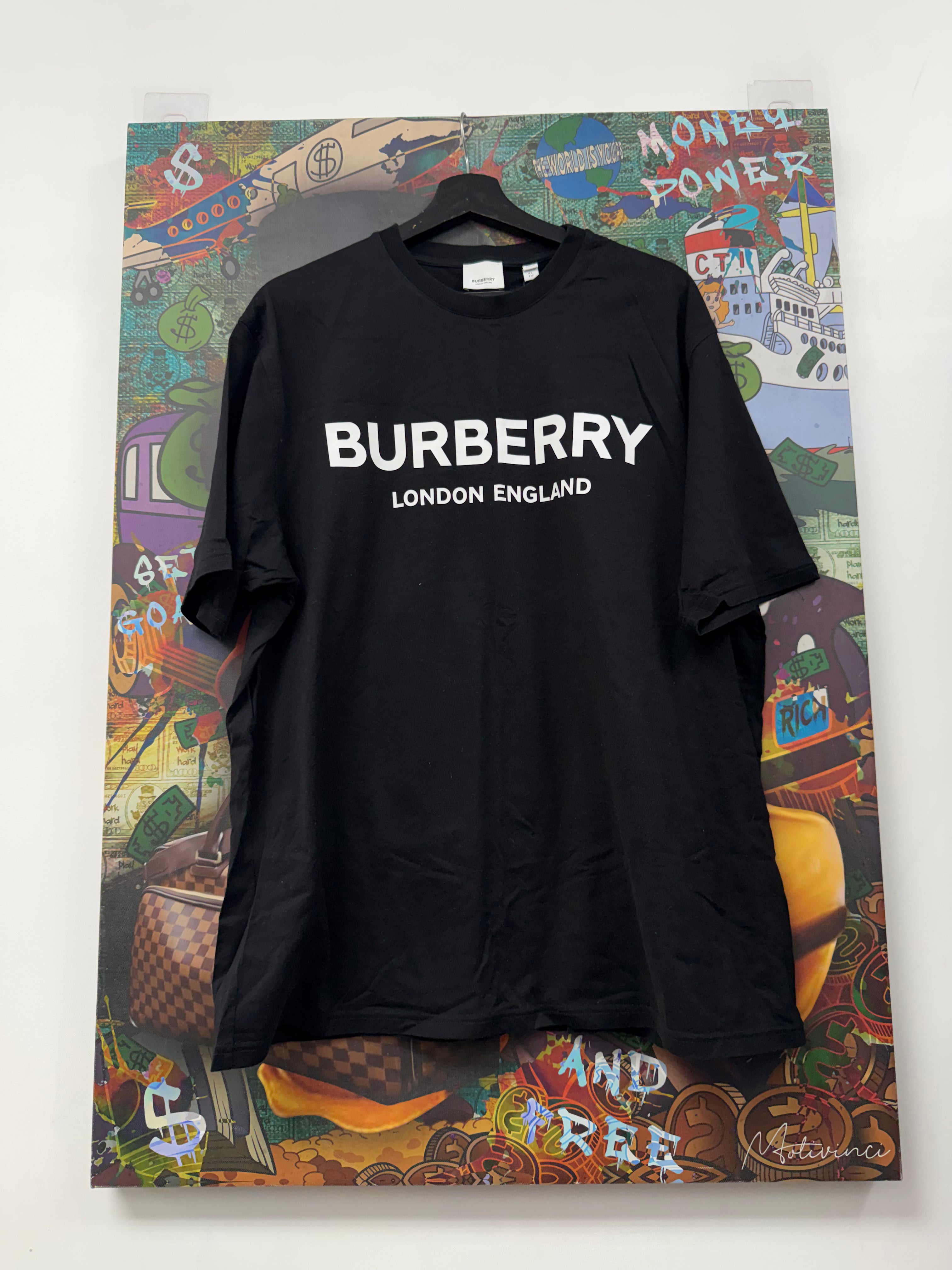Burberry Black White Chest Logo Tee