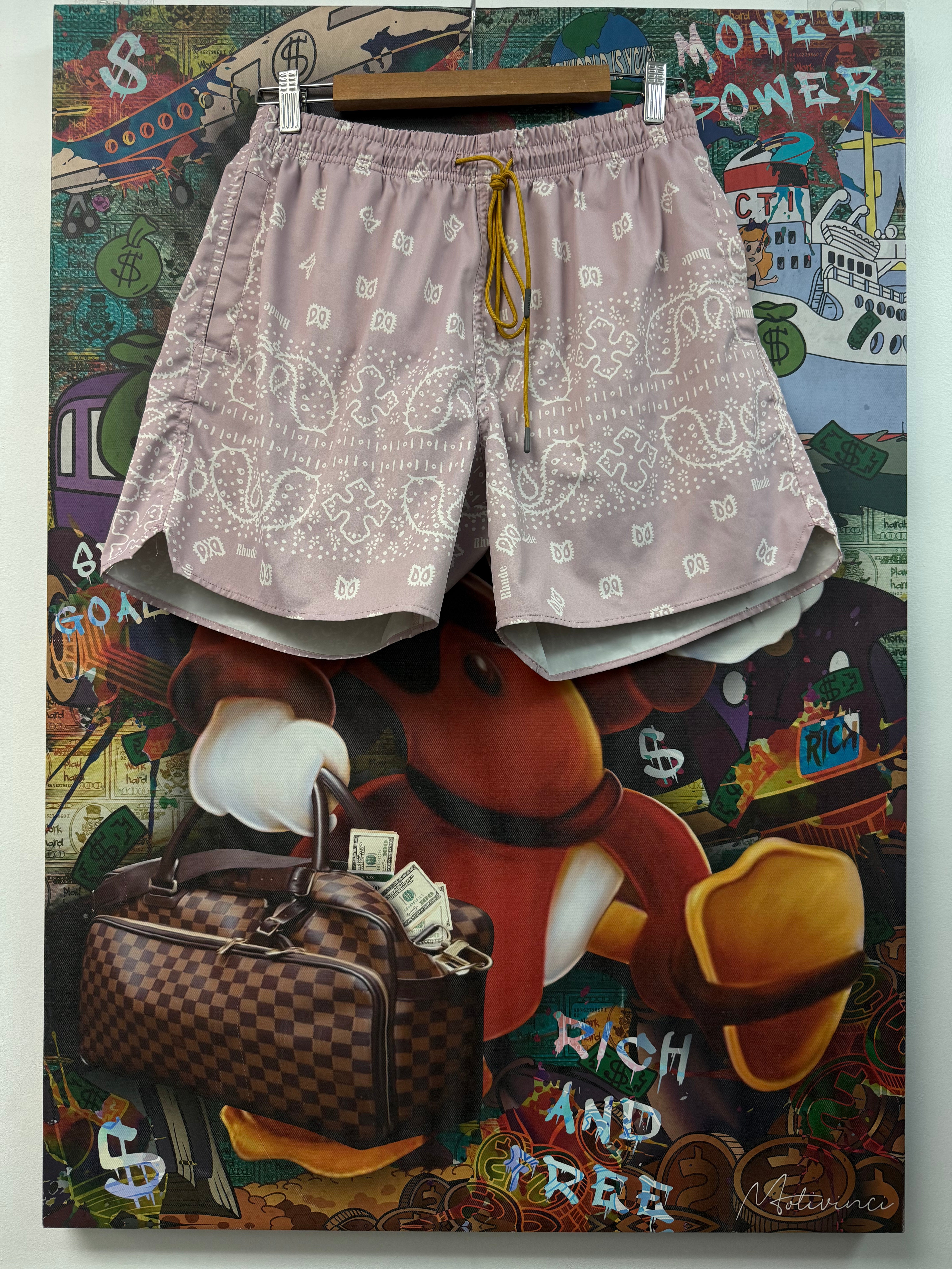 Rhude Pink Bandana Swim Trunks Shorts