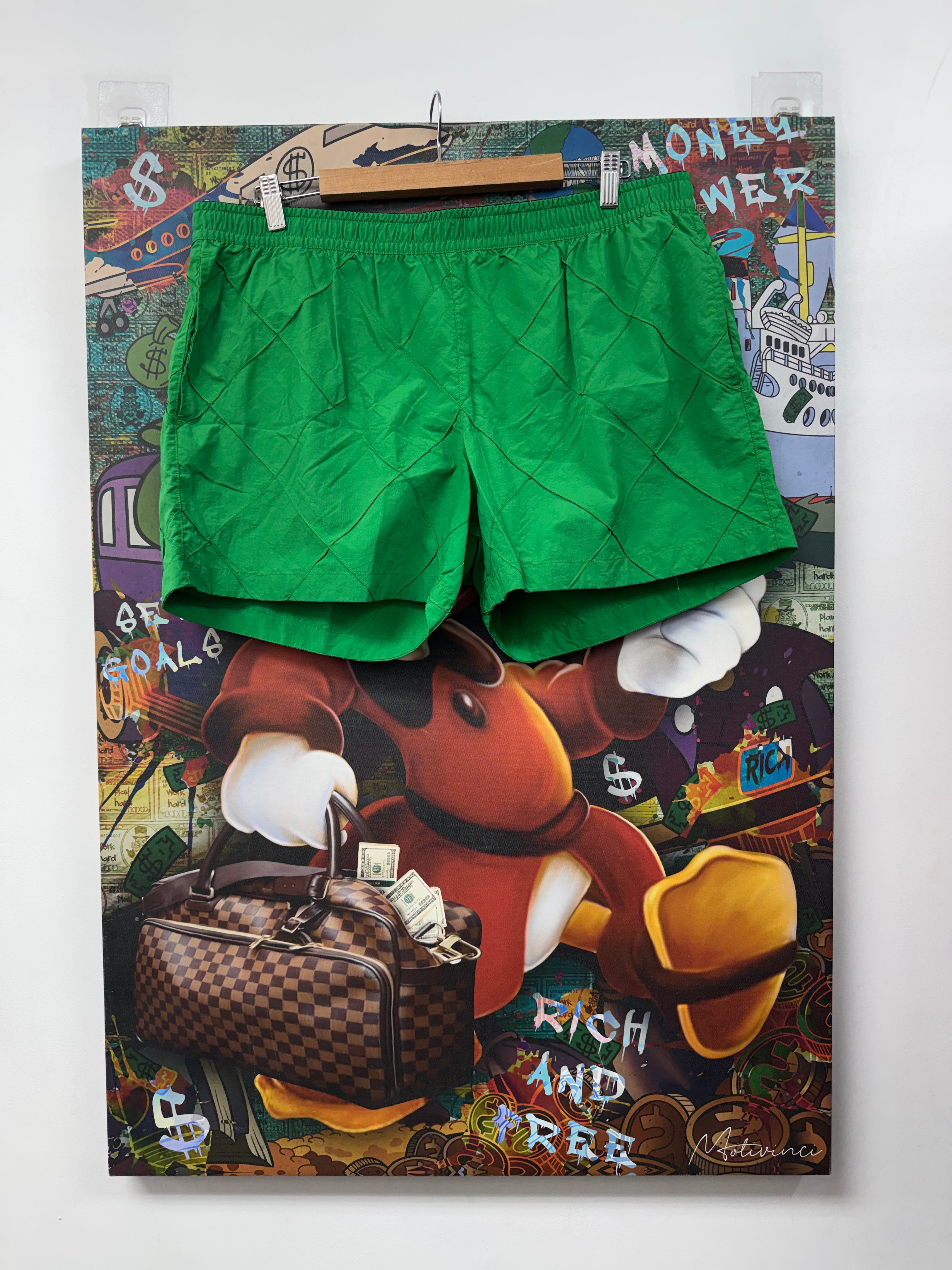 Bottega Veneta Green Paneled Swim Trunks