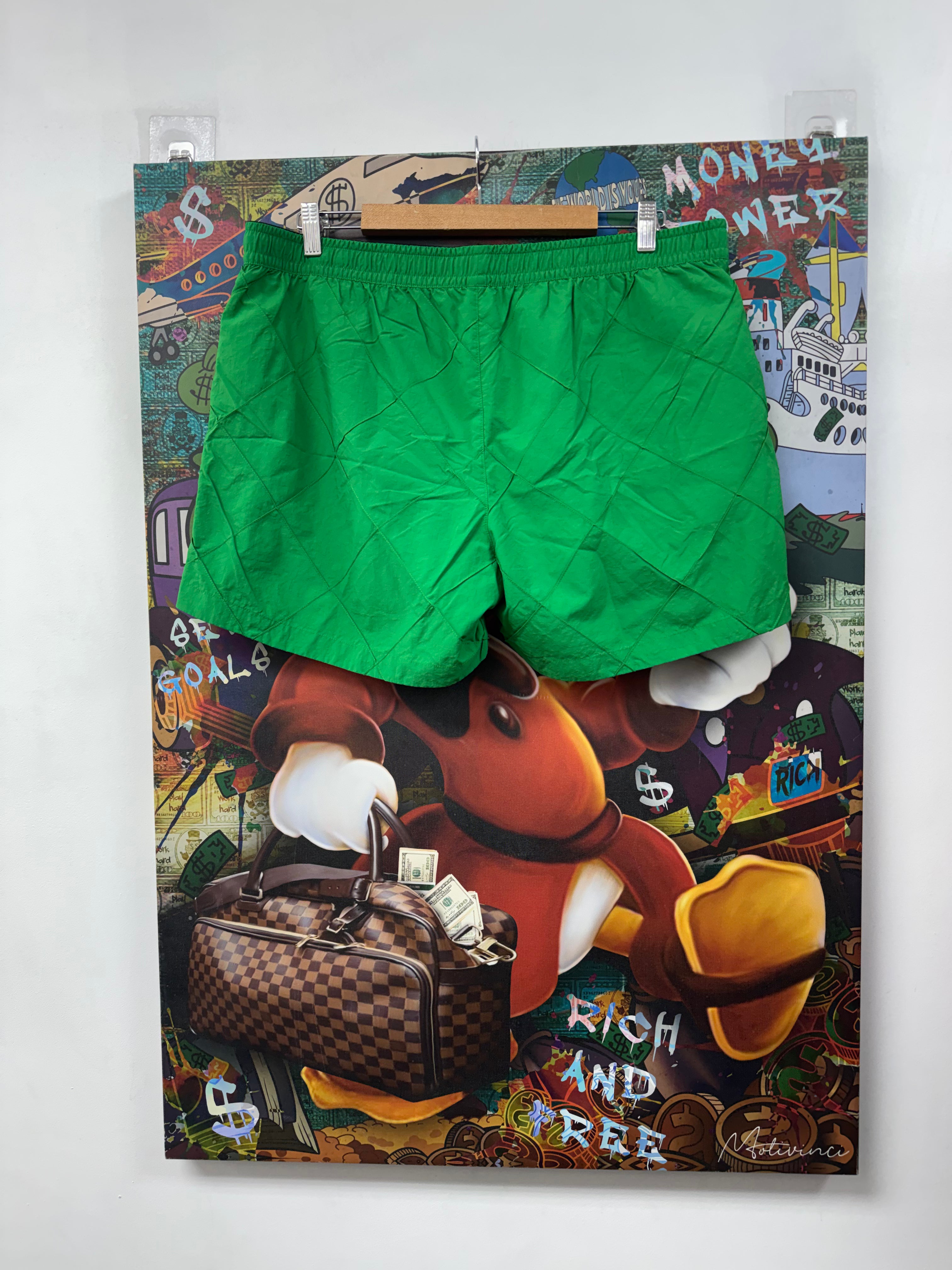 Bottega Veneta Green Paneled Swim Trunks