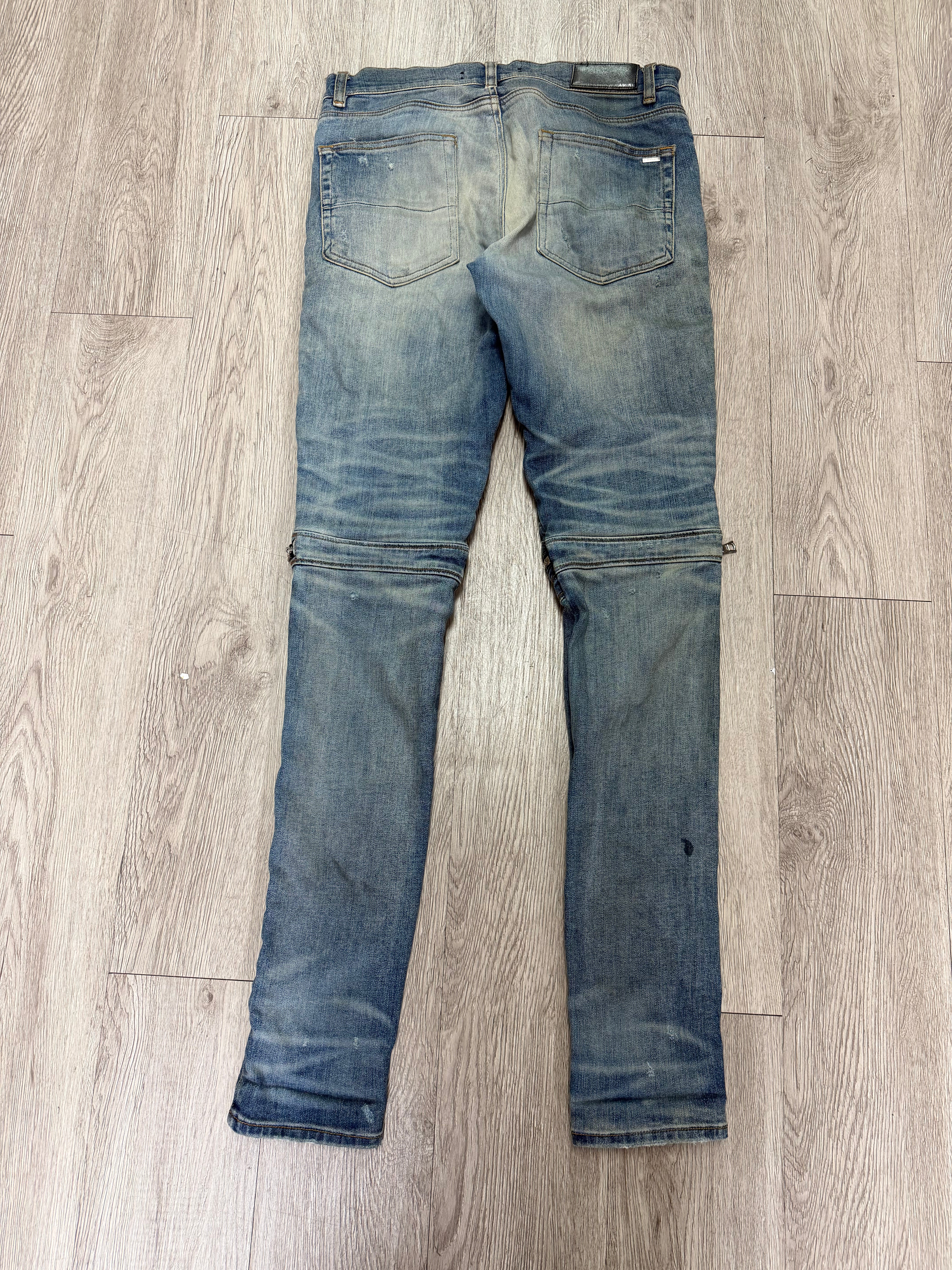 Amiri MX2 Mid Wash Black Patch Jeans