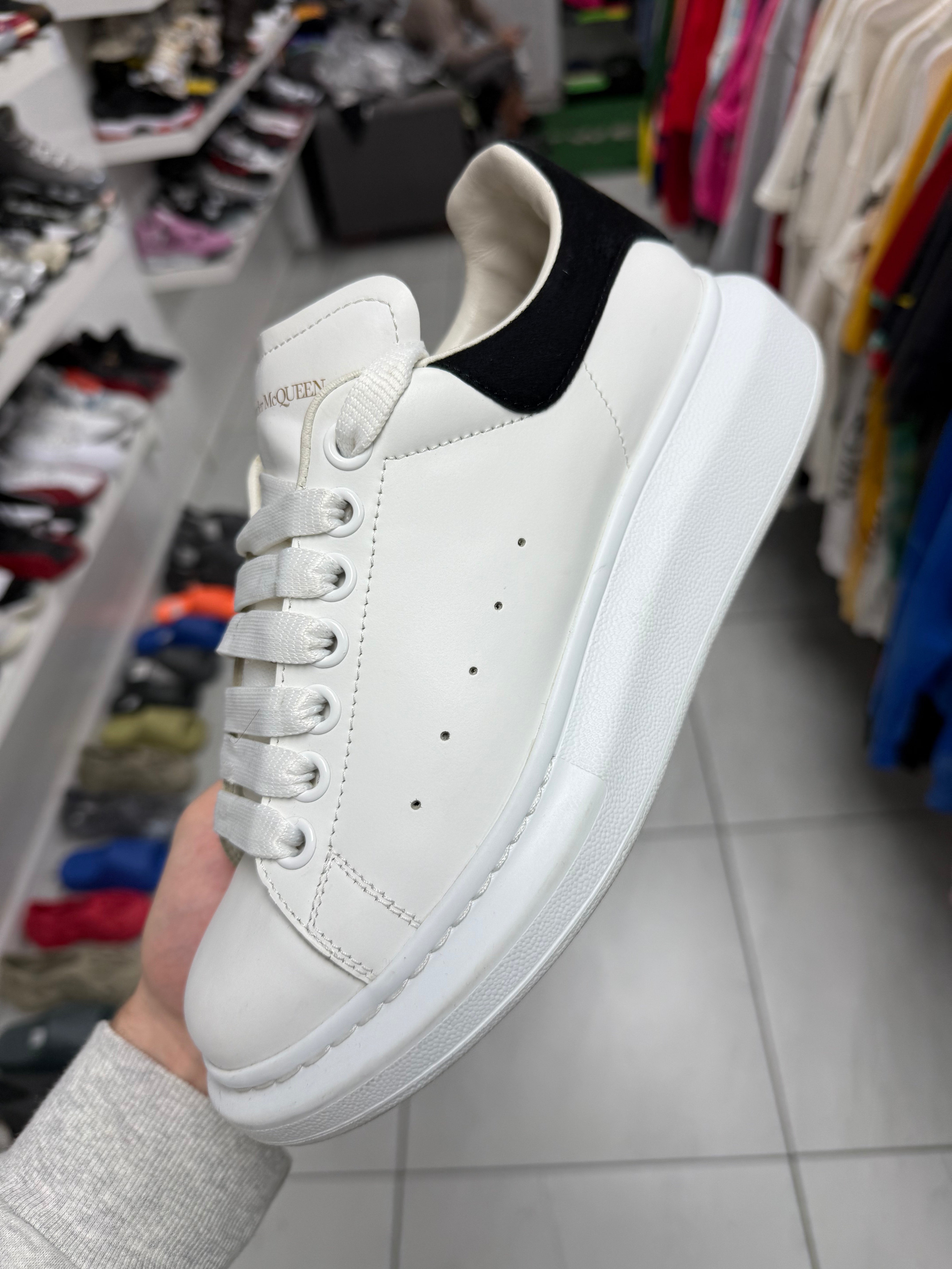 Alexander Mcqueens White Black Oversized Sneaker Used 38 With Box