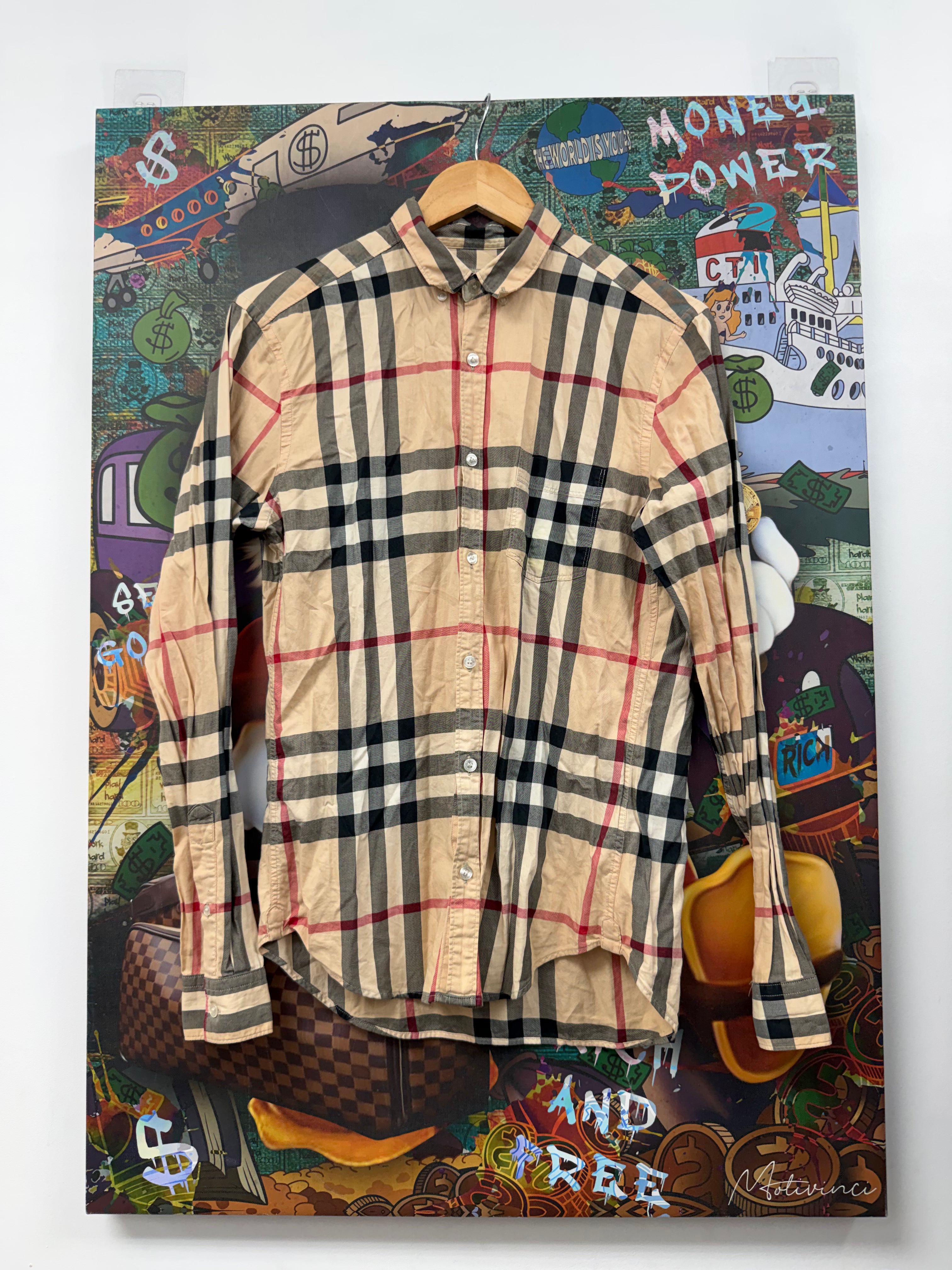 Burberry Beige Pattern Logo Button Up