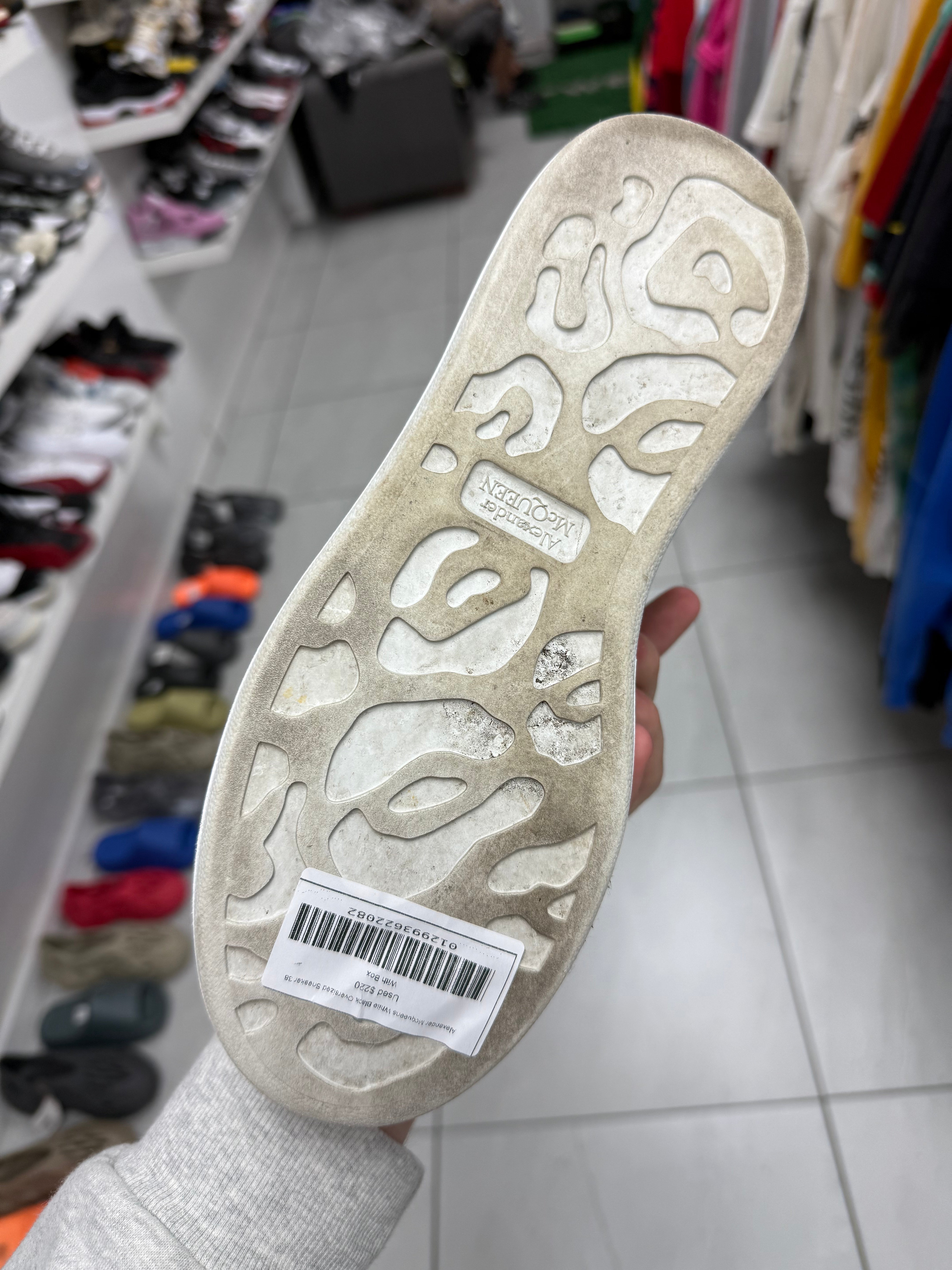 Alexander Mcqueens White Black Oversized Sneaker Used 38 With Box