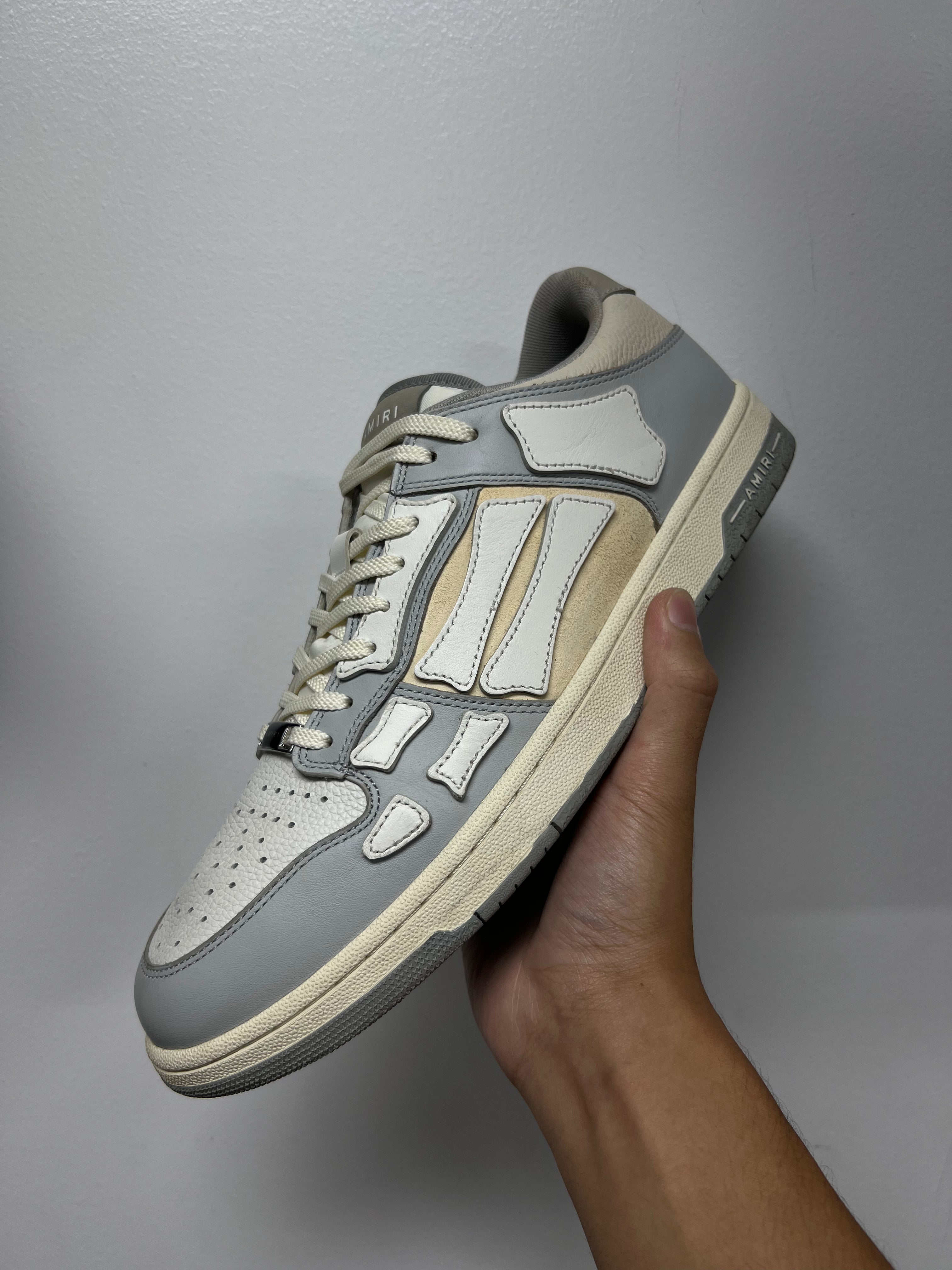 Amiri Grey Cream Skel Top Low Sneakers
