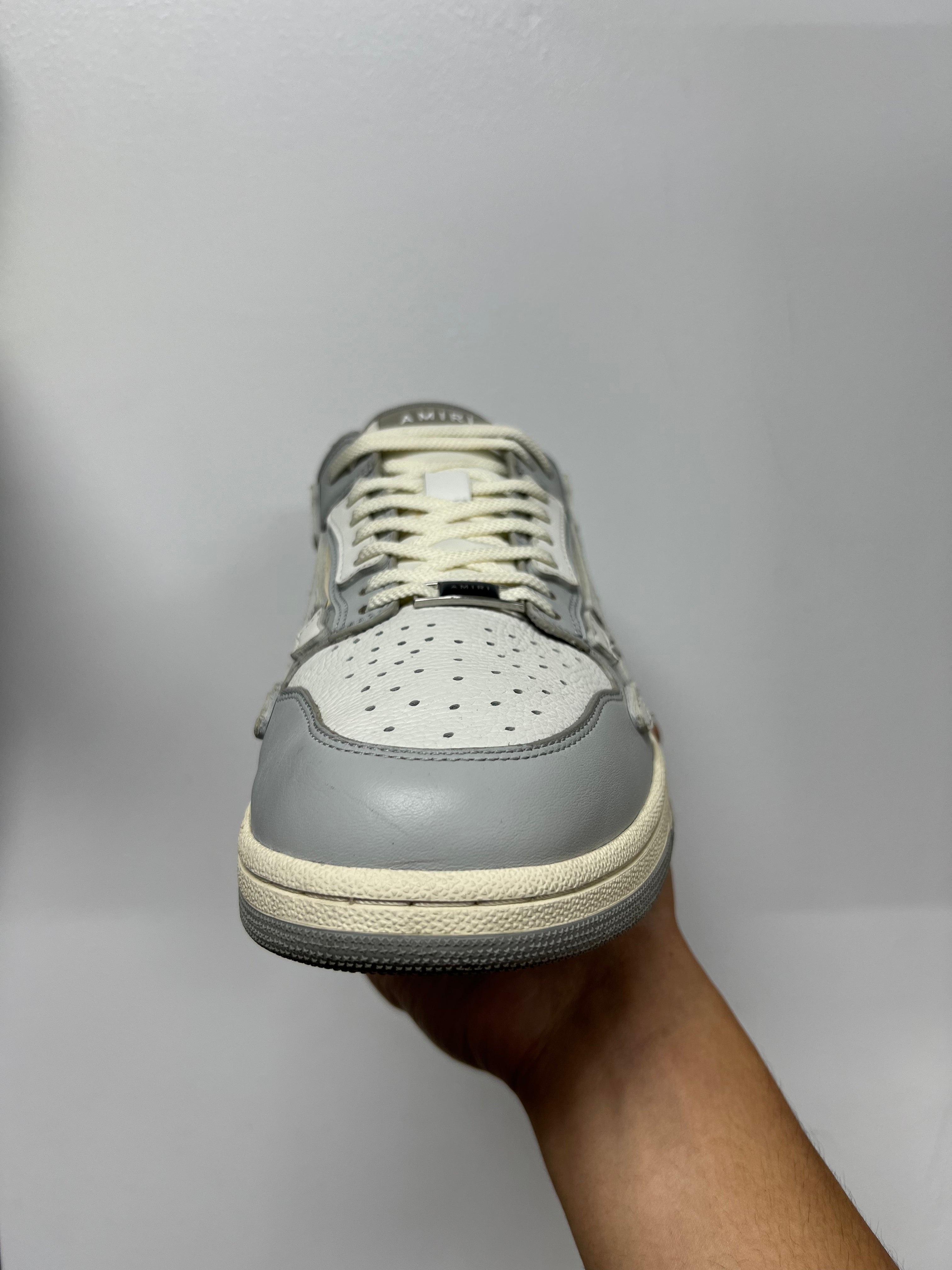 Amiri Grey Cream Skel Top Low Sneakers