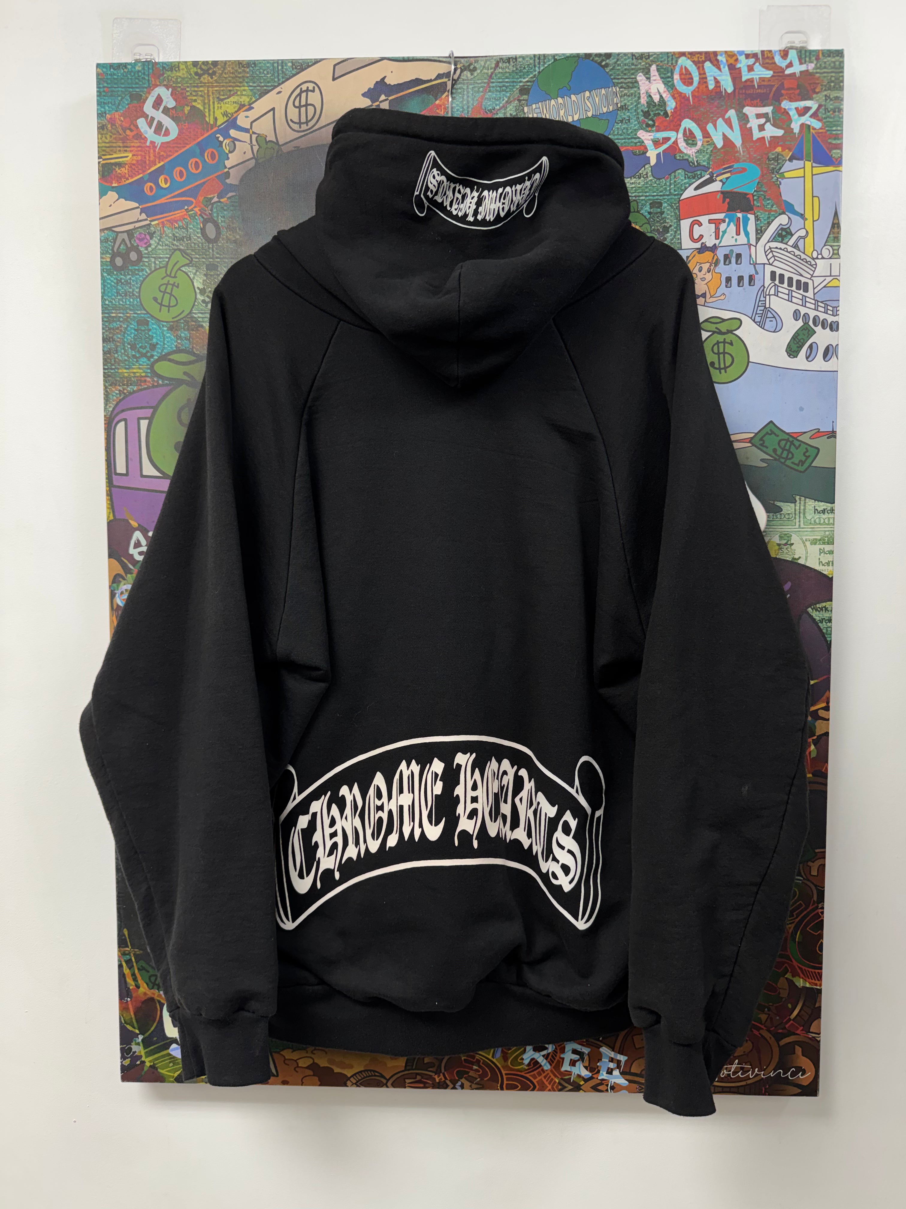Chrome Hearts Black Vintage Scroll Thermal Lined Hoodie