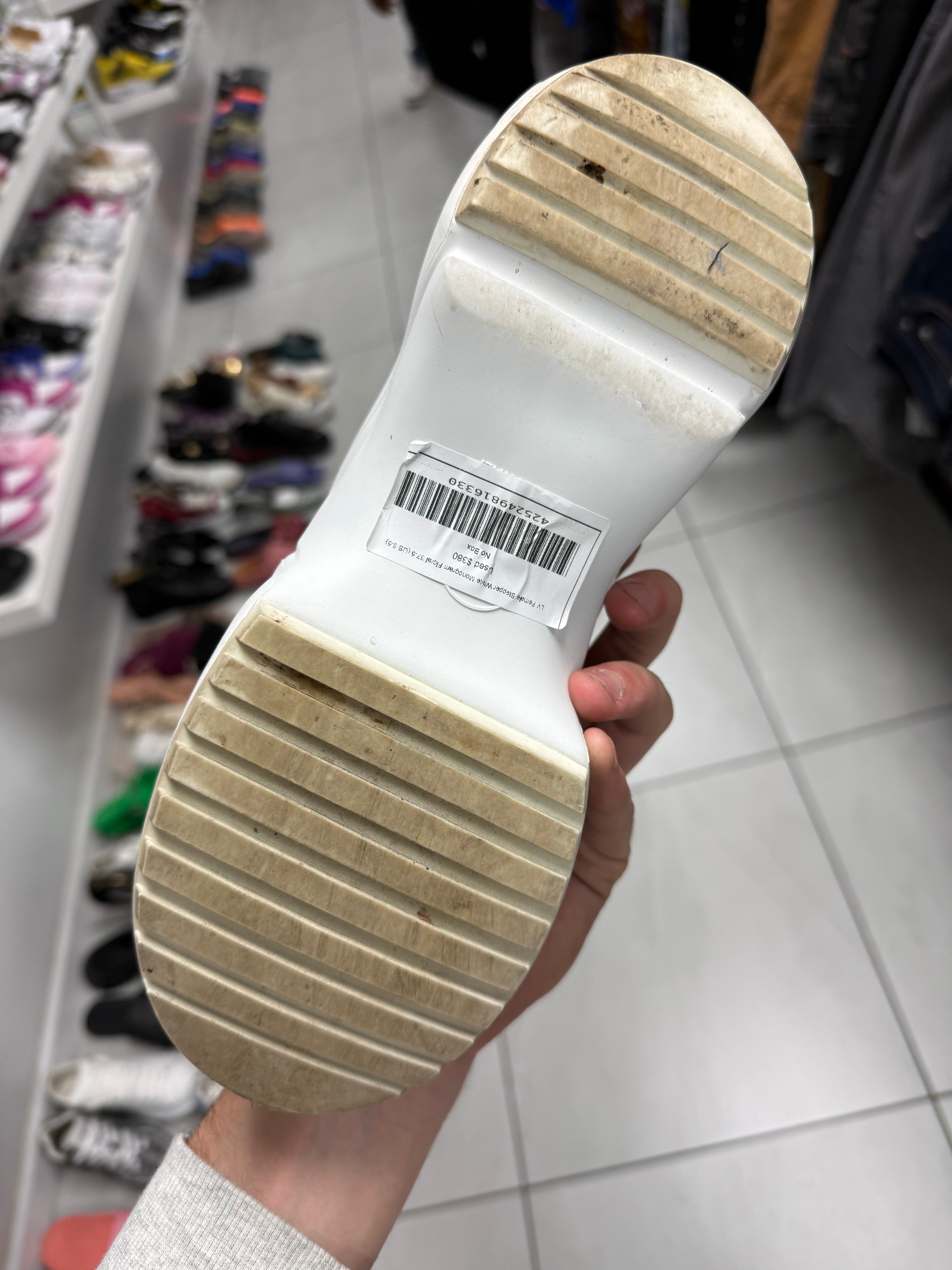 LV Female Stepper White Monogram Floral Used 37.5 (US 5.5) No Box