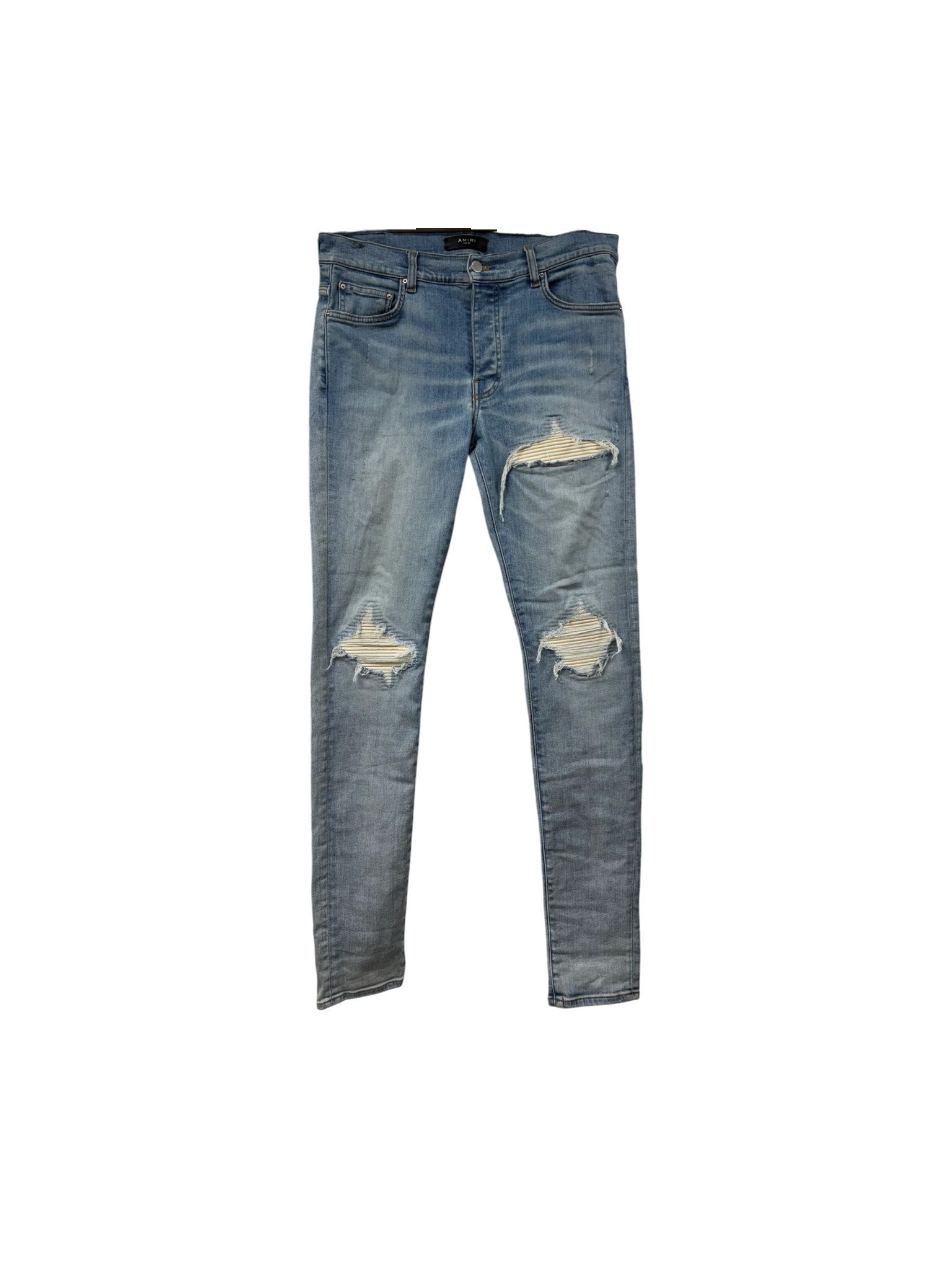 Amiri "Mx1" Patch Light Wash & White Jeans
