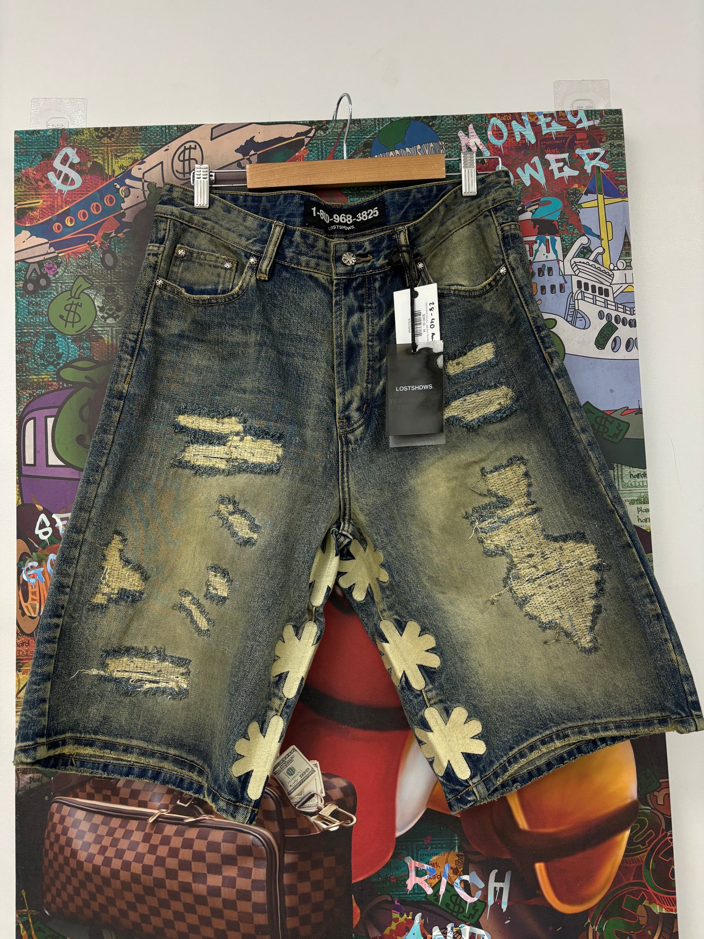 LOSTSHDWS Dstry Sun Logo Shorts Blue Bone
