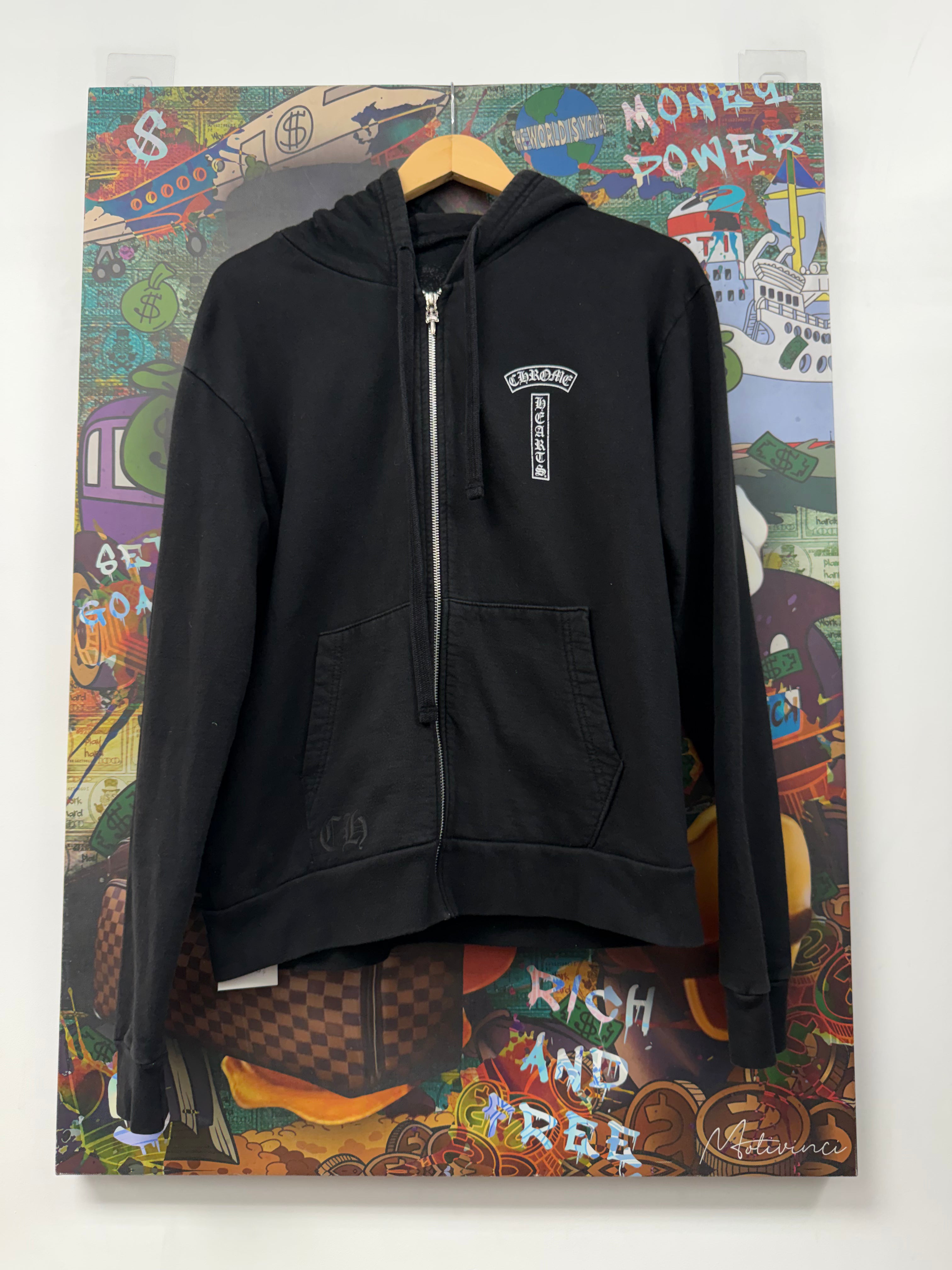 Chrome Hearts Black T Bar USA Shoulder Logo Zip Up