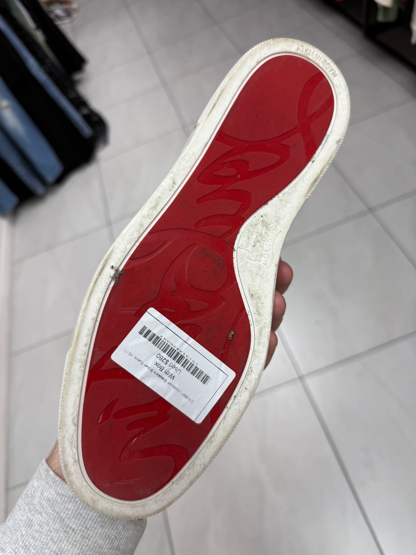 Christian Louboutin Sneakers Brown Suede Used 40 (7) With Box