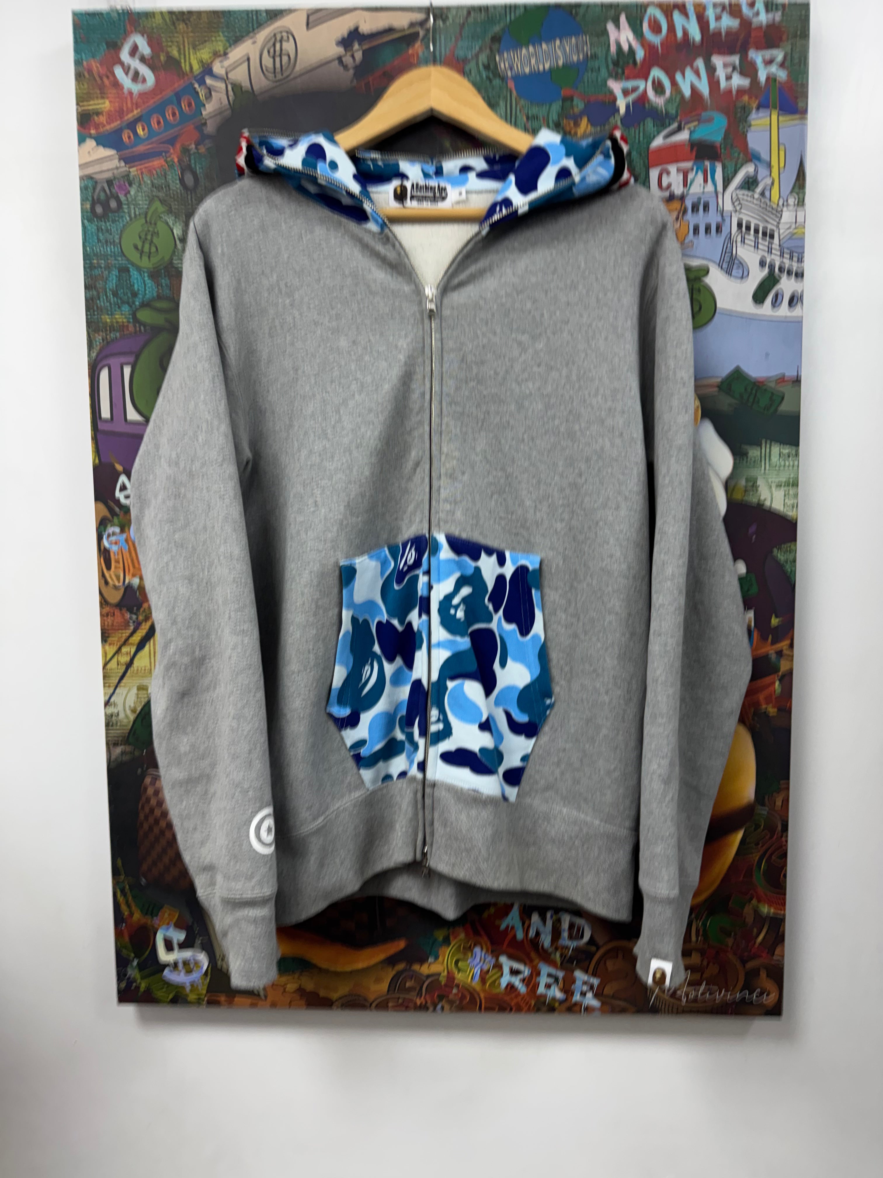 BAPE Grey Blue Camo Shark Zip Up