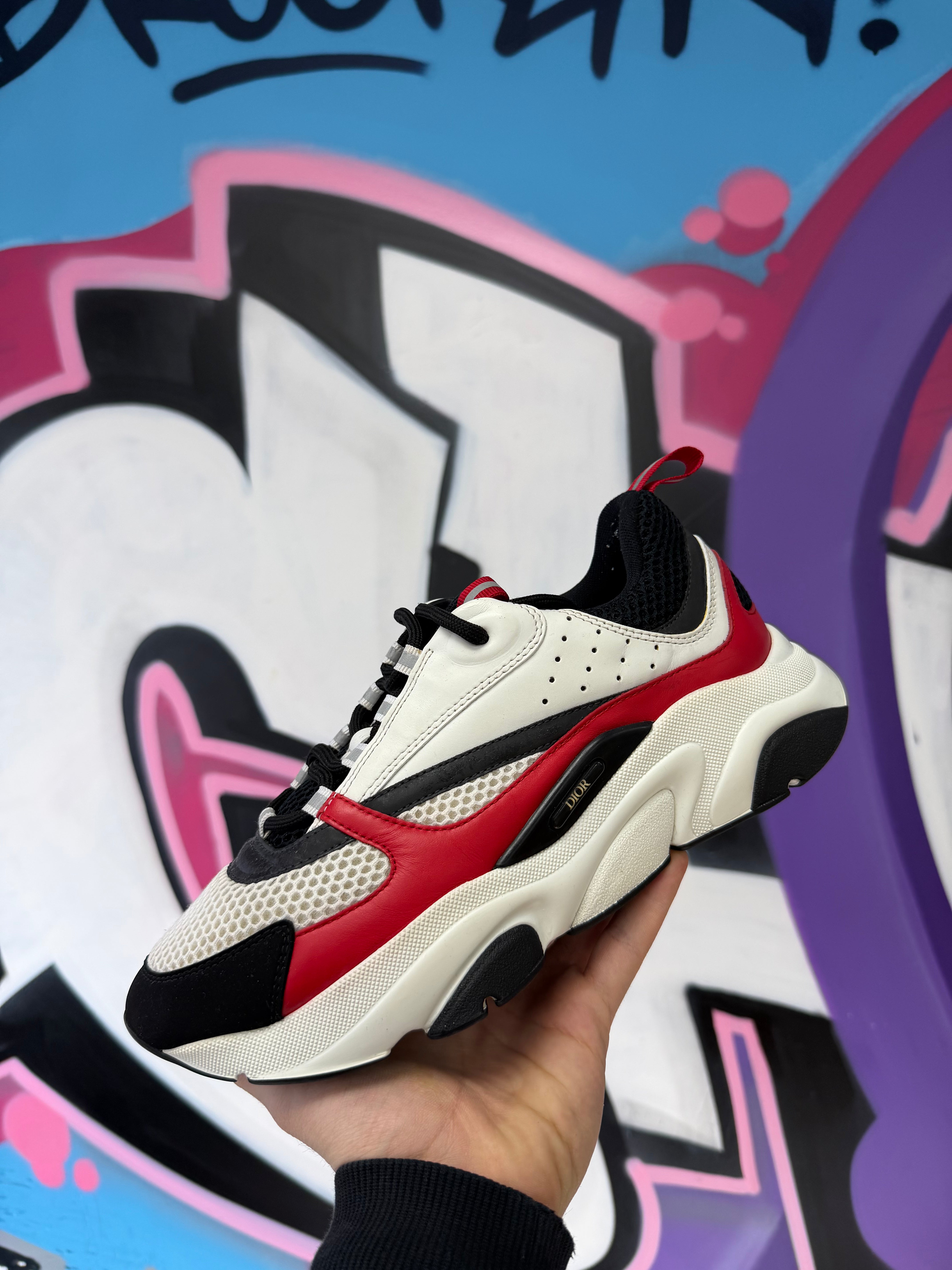 Dior B22 White Black Red Sneakers