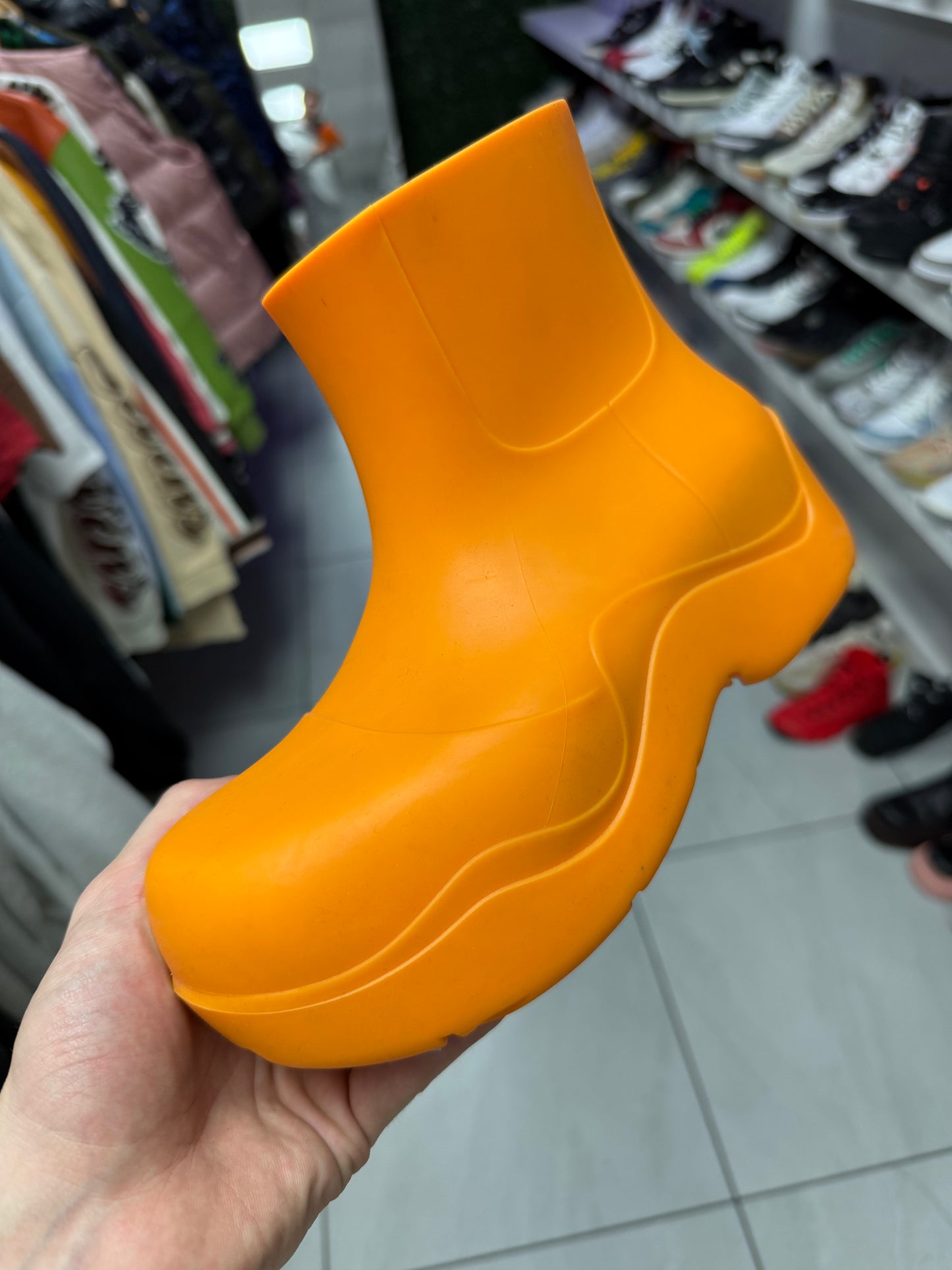 Bottega Veneta Rain Boots Tangerine Used 38 (US 5) With Box