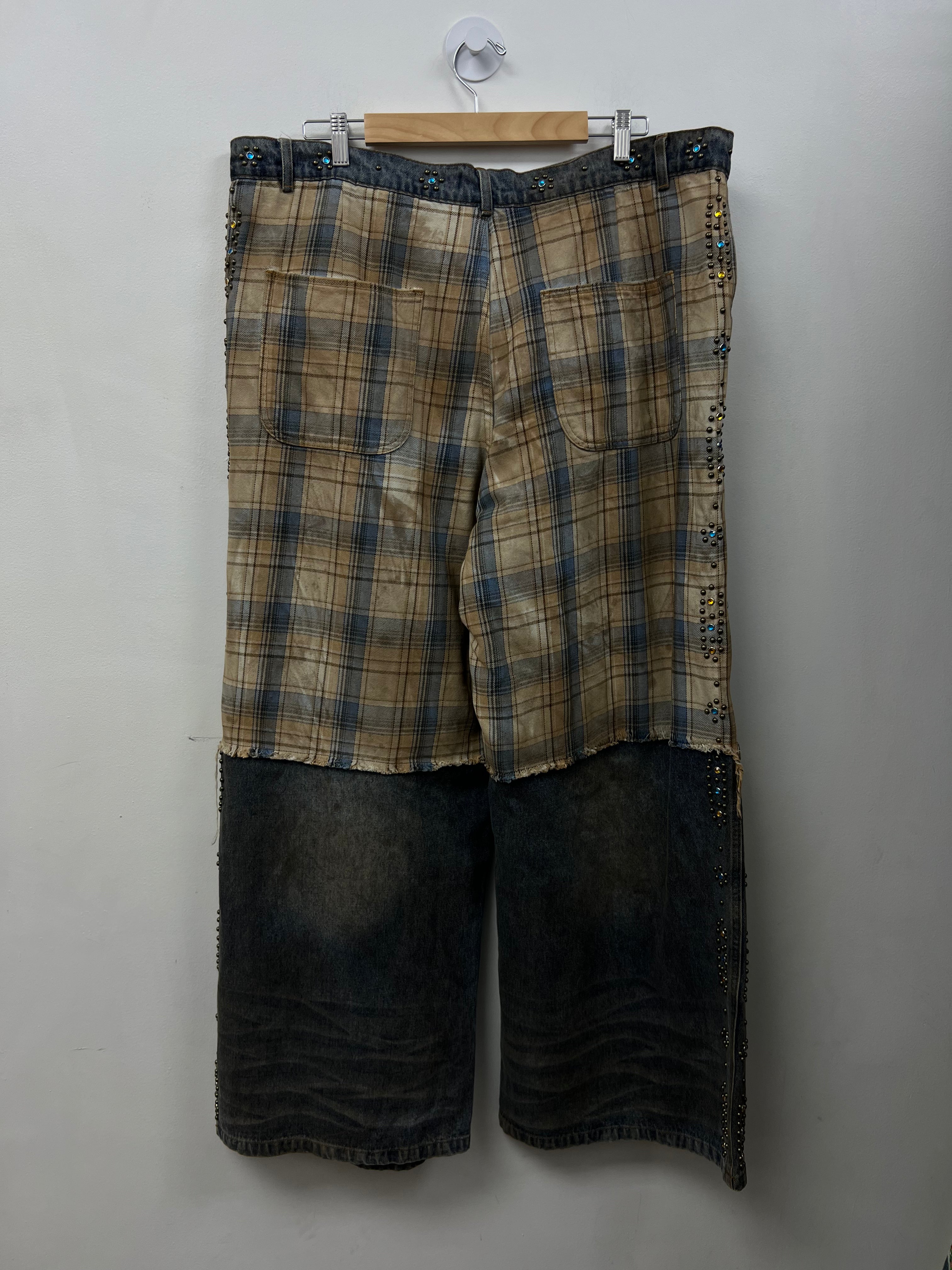 Vale Light Wash Tan Blue Plaid Armor Jeans