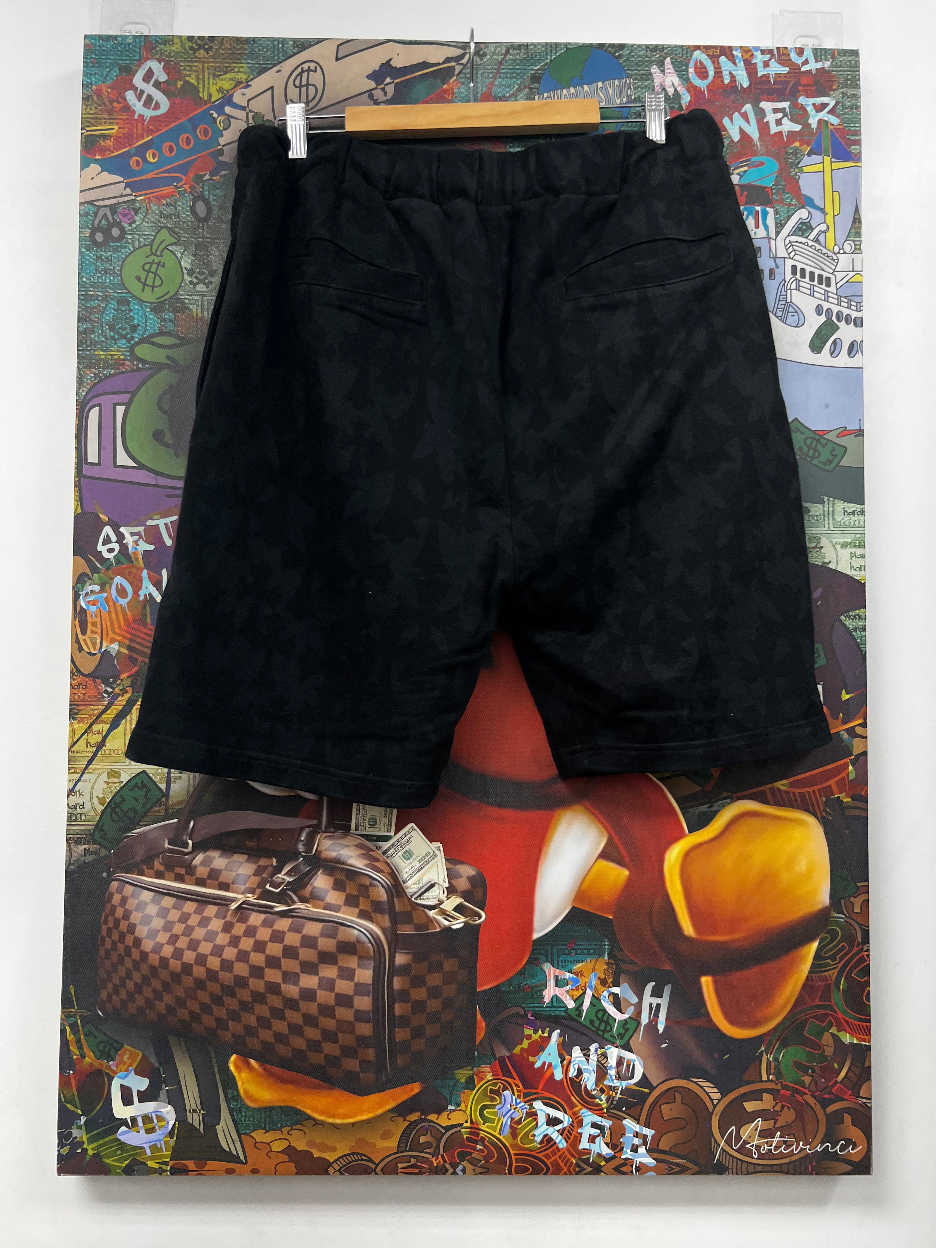 Chrome Hearts Black Tonal Cemetery Monogram Sweat Shorts