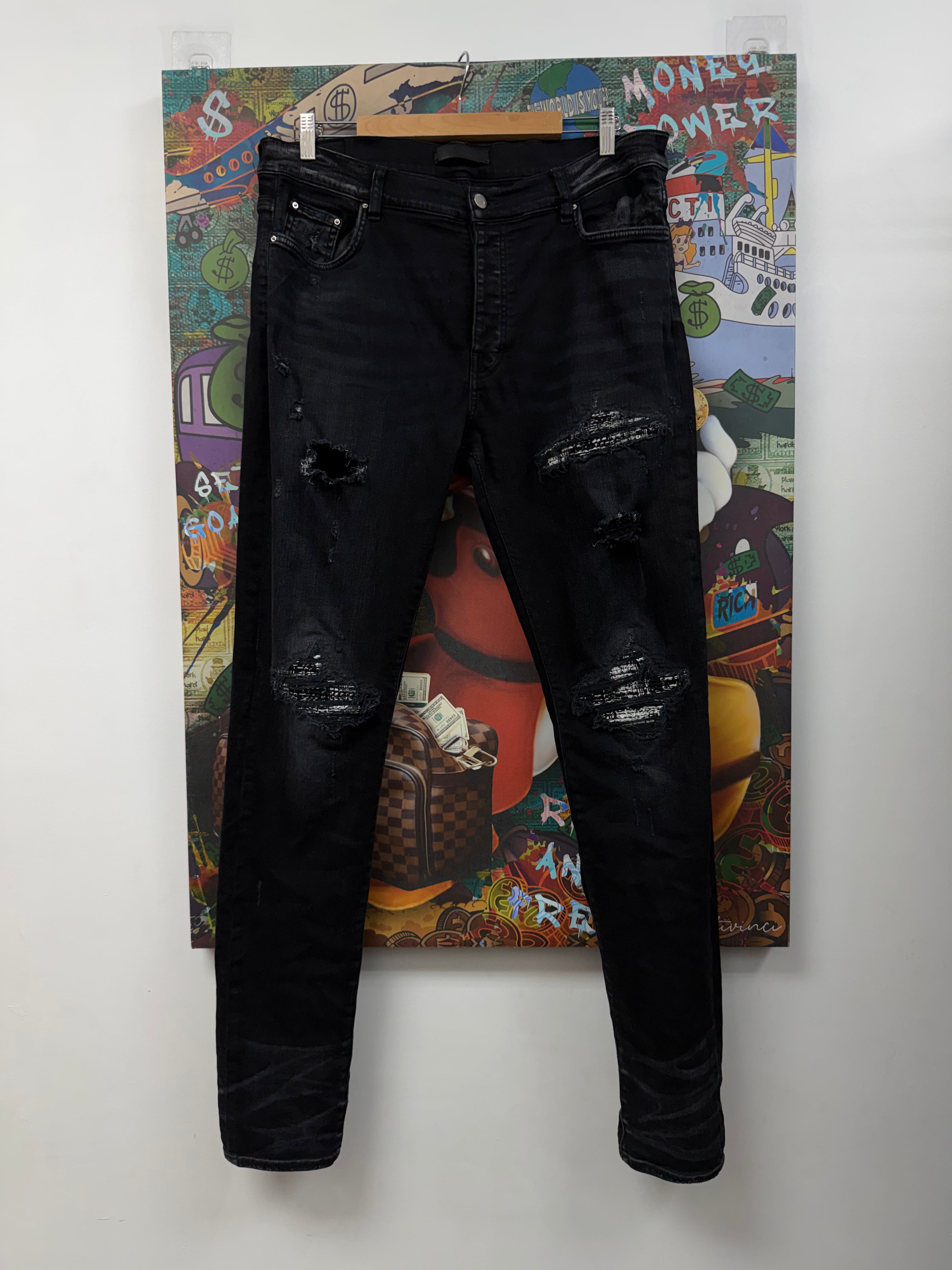 Amiri MX1 Black Wash Boucle Patch Jeans