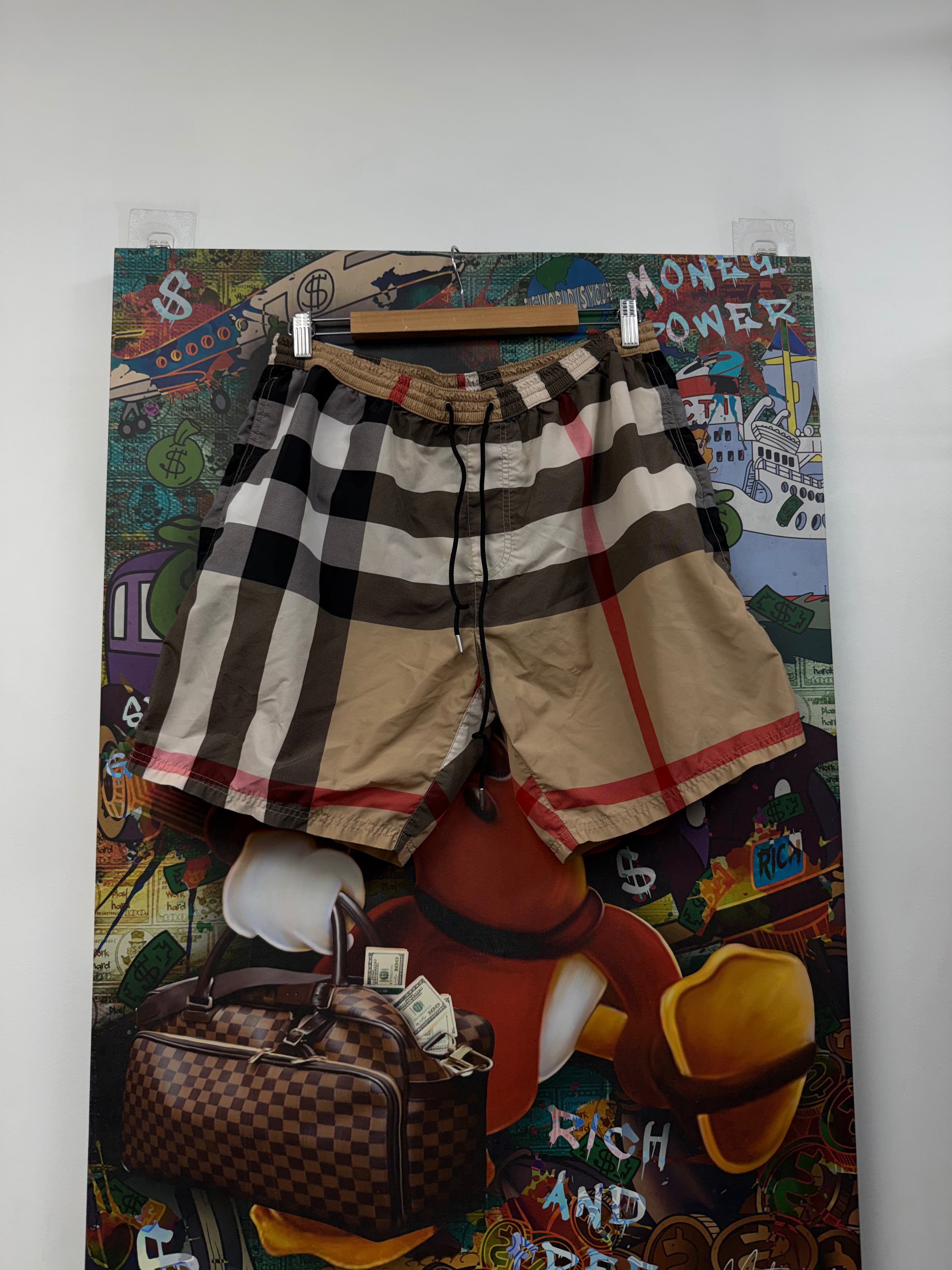 Burberry Brown Plaid Monogram Swim Trunks