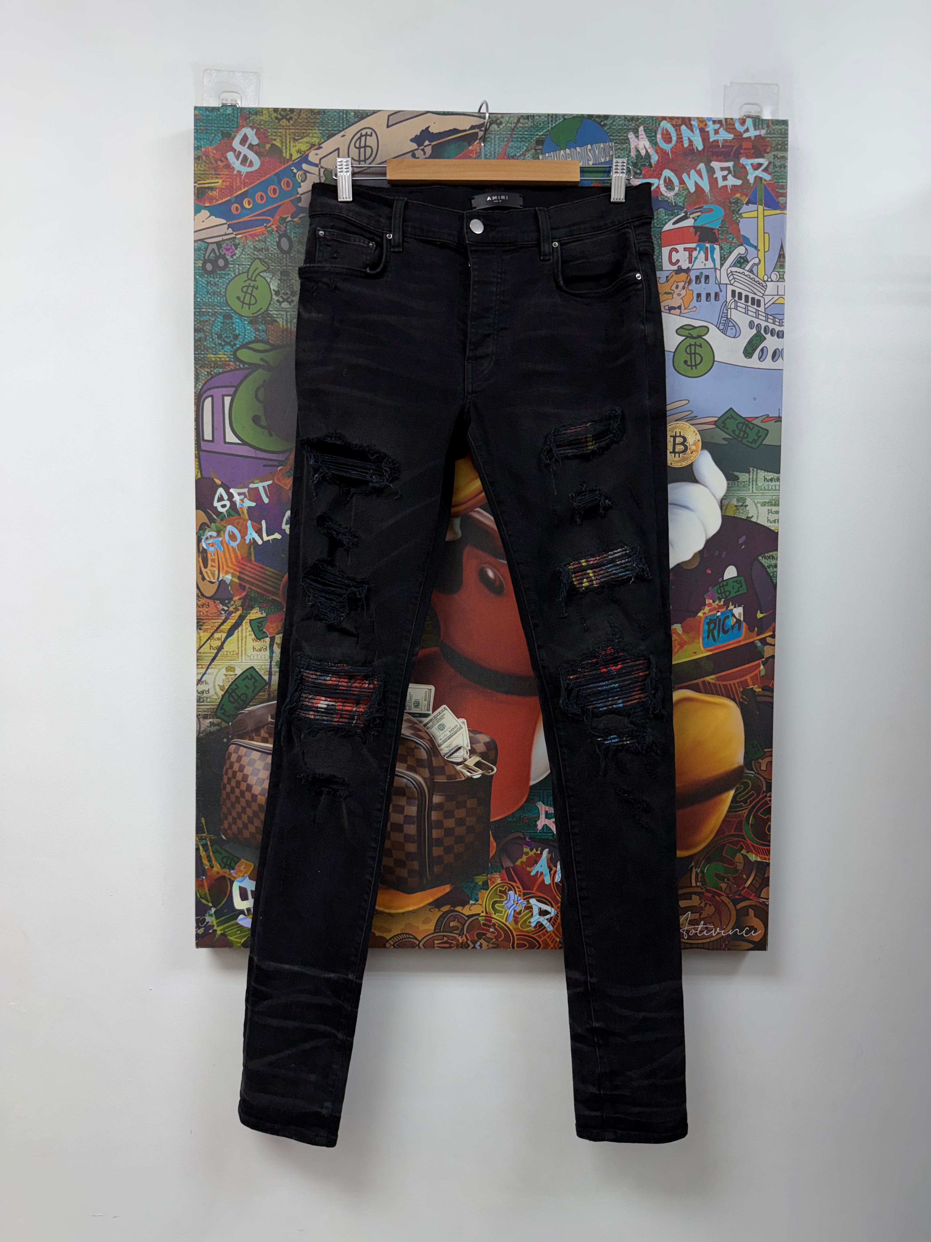 Amiri MX1 Black Wash Multi Patch Jeans