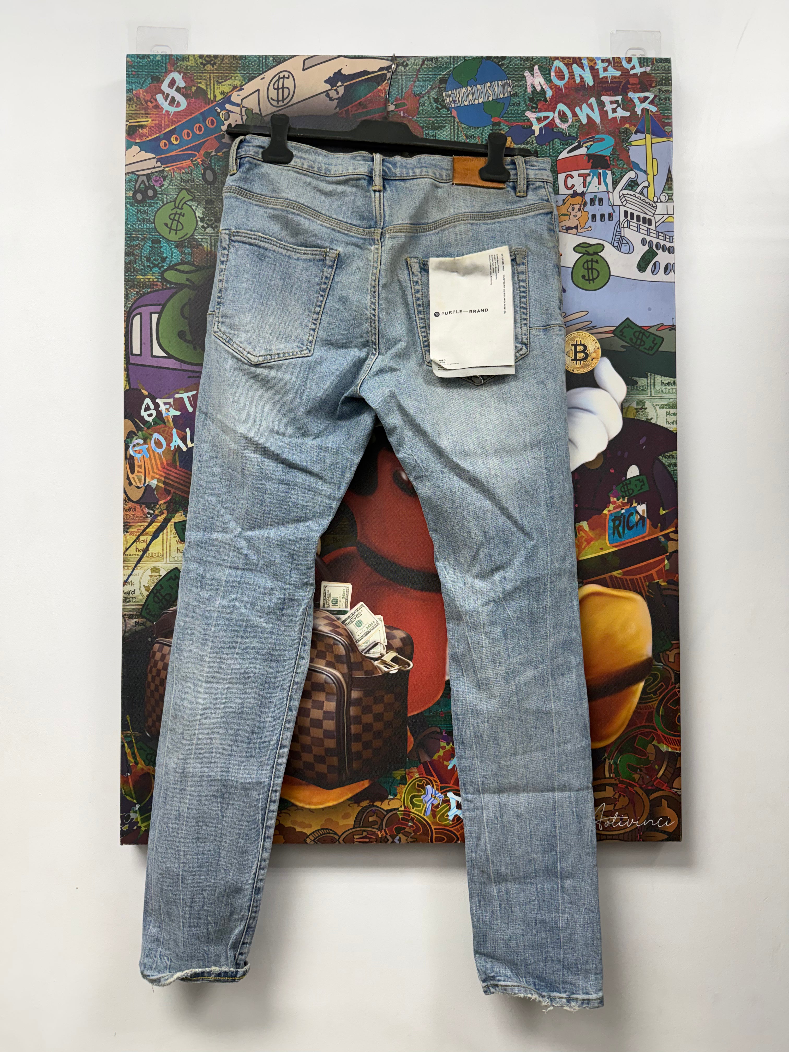 Purple Brand Light Wash Knee Ripped Jeans