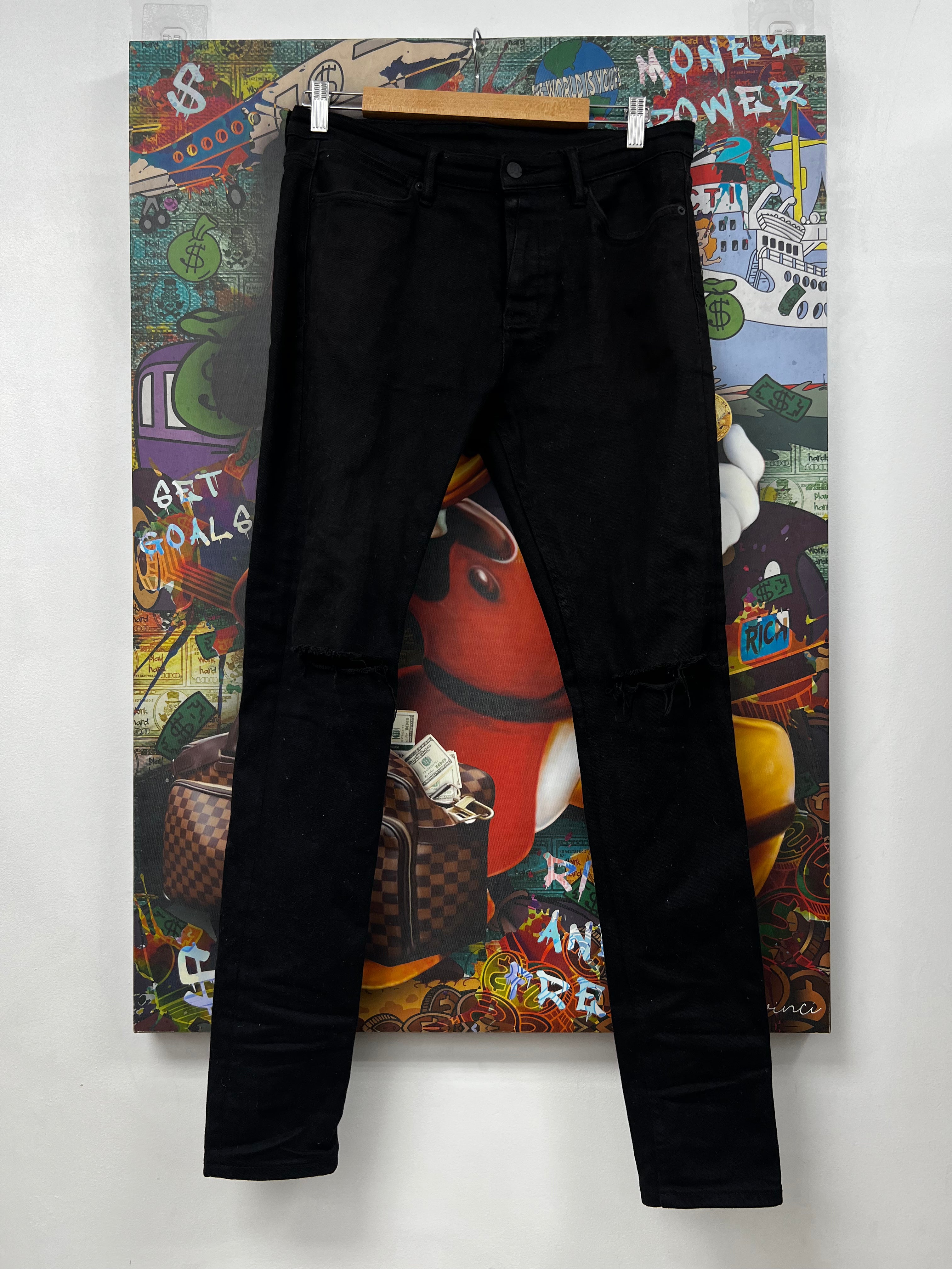 Ksubi Black Plain Knee Ripped Jeans