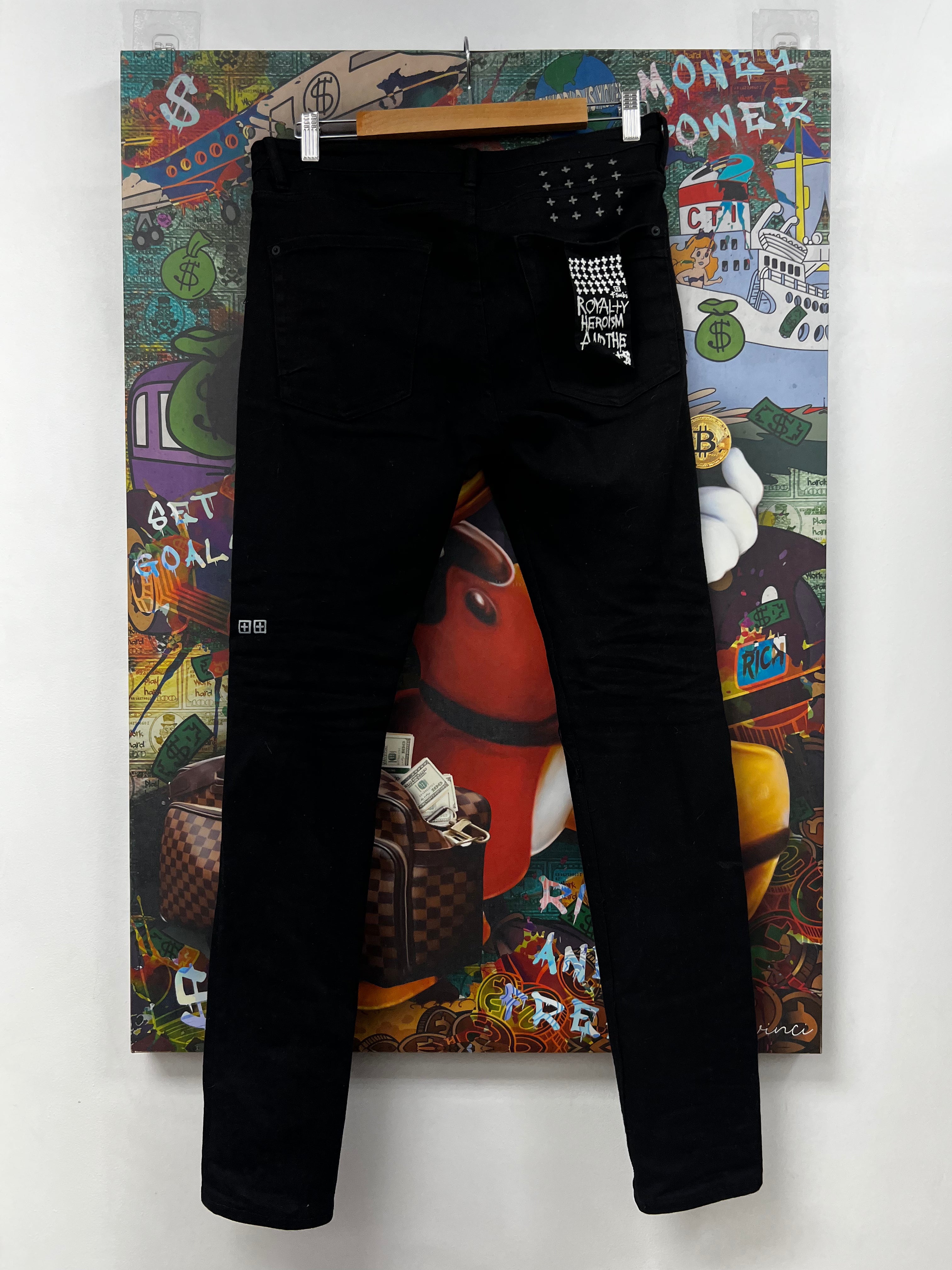 Ksubi Black Plain Knee Ripped Jeans