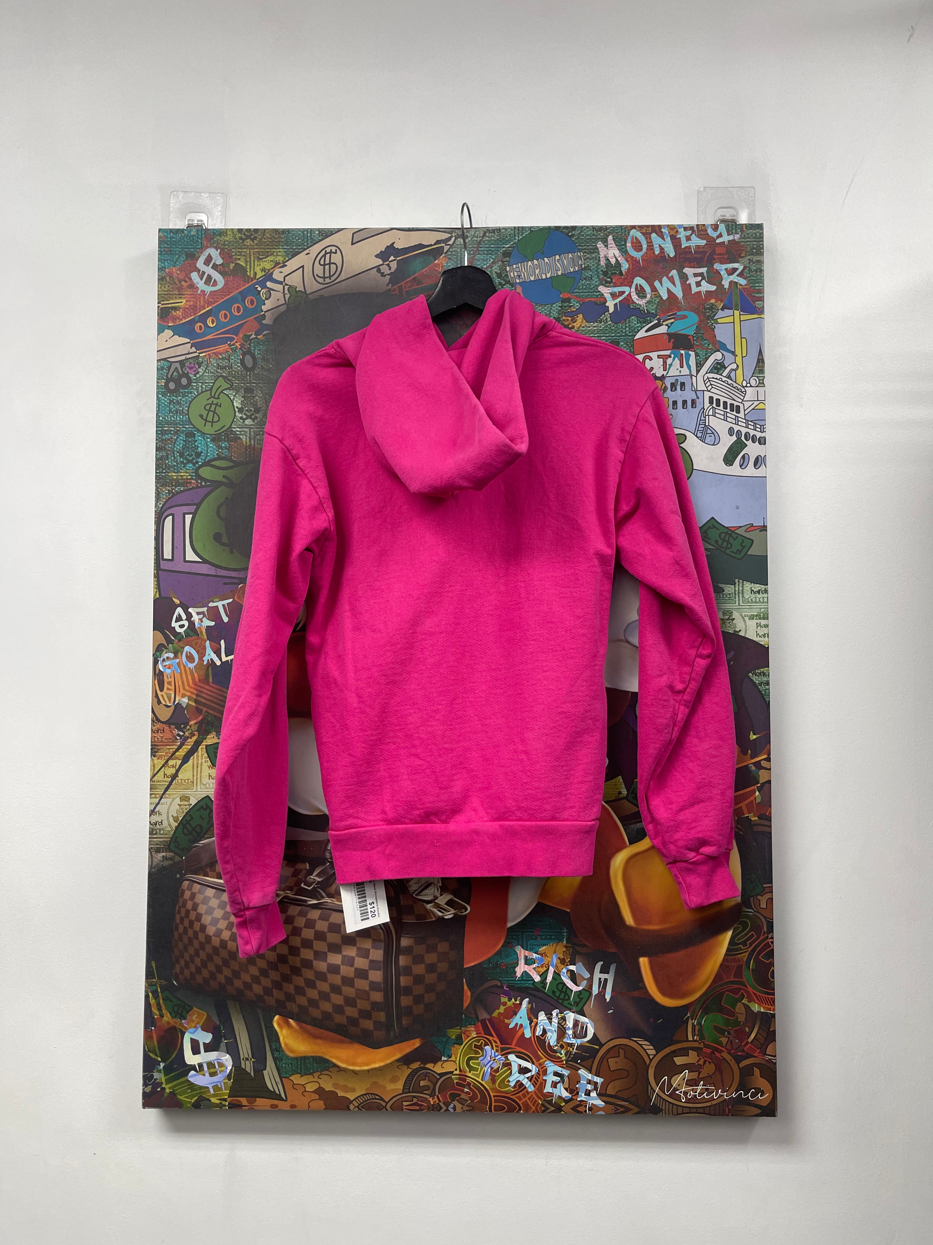 Sp5der Pink Black Rhinestone Hoodie