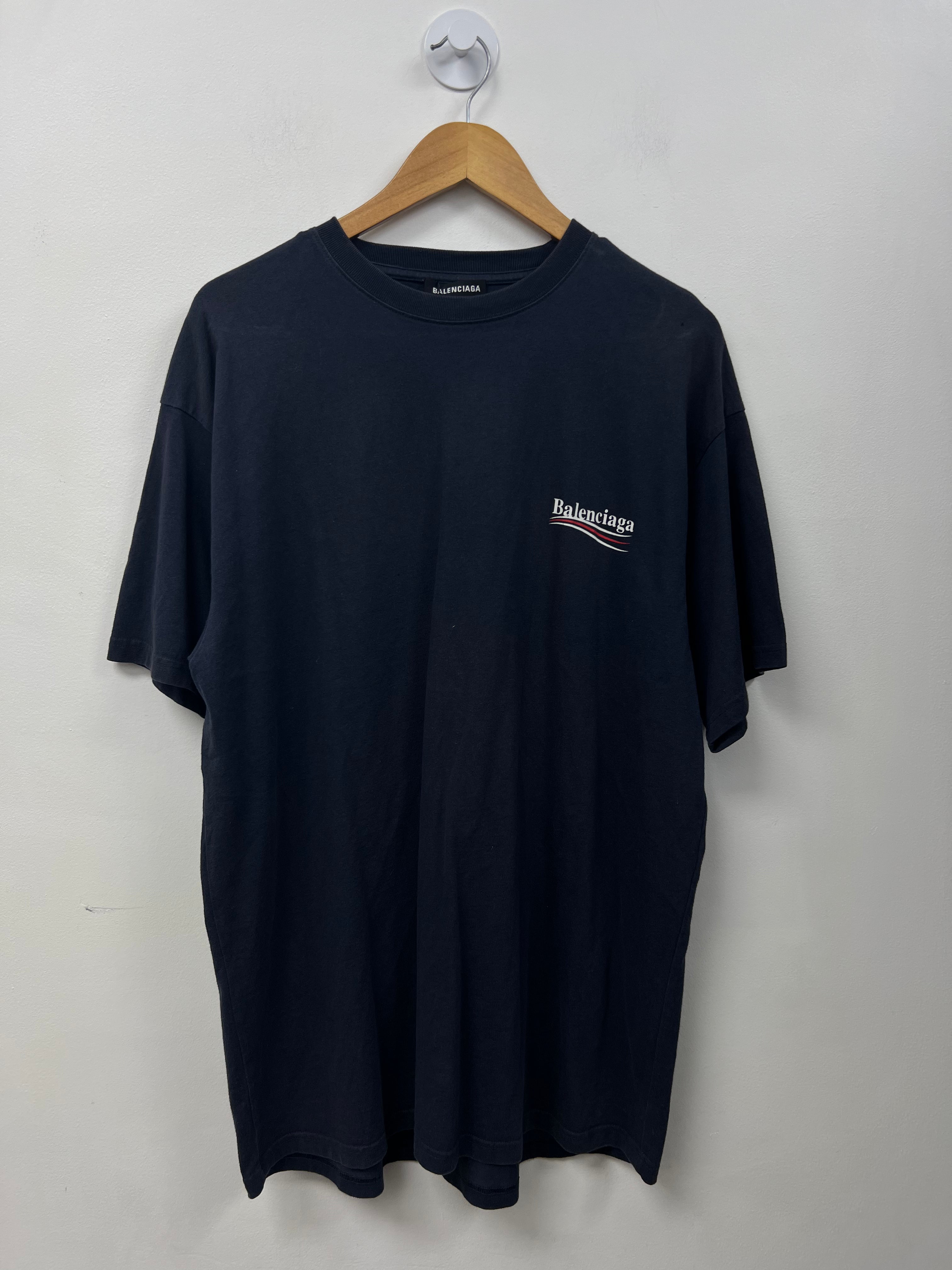 Balenciaga Navy Campaign Logo (Bleach Stain) Tee