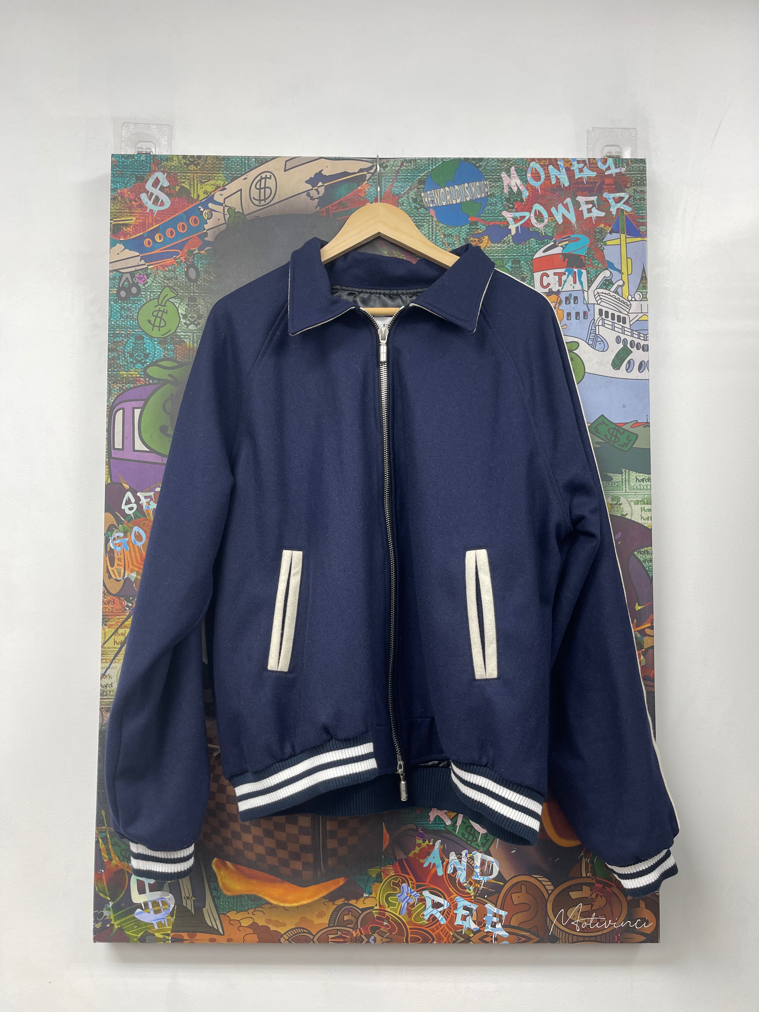 Rhude Boys Navy Cream Varsity Jacket