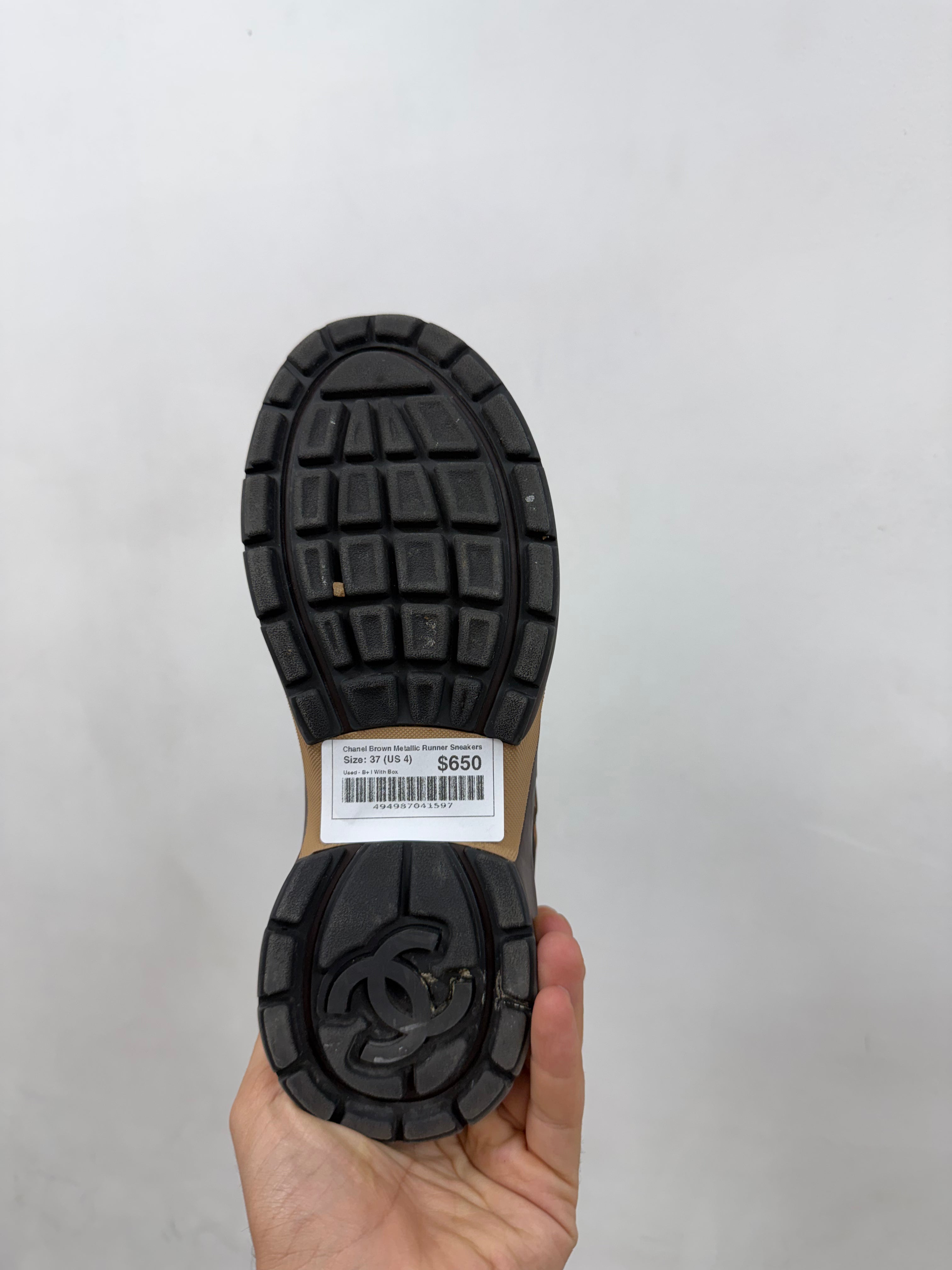 Chanel Brown Metallic Runner Sneakers