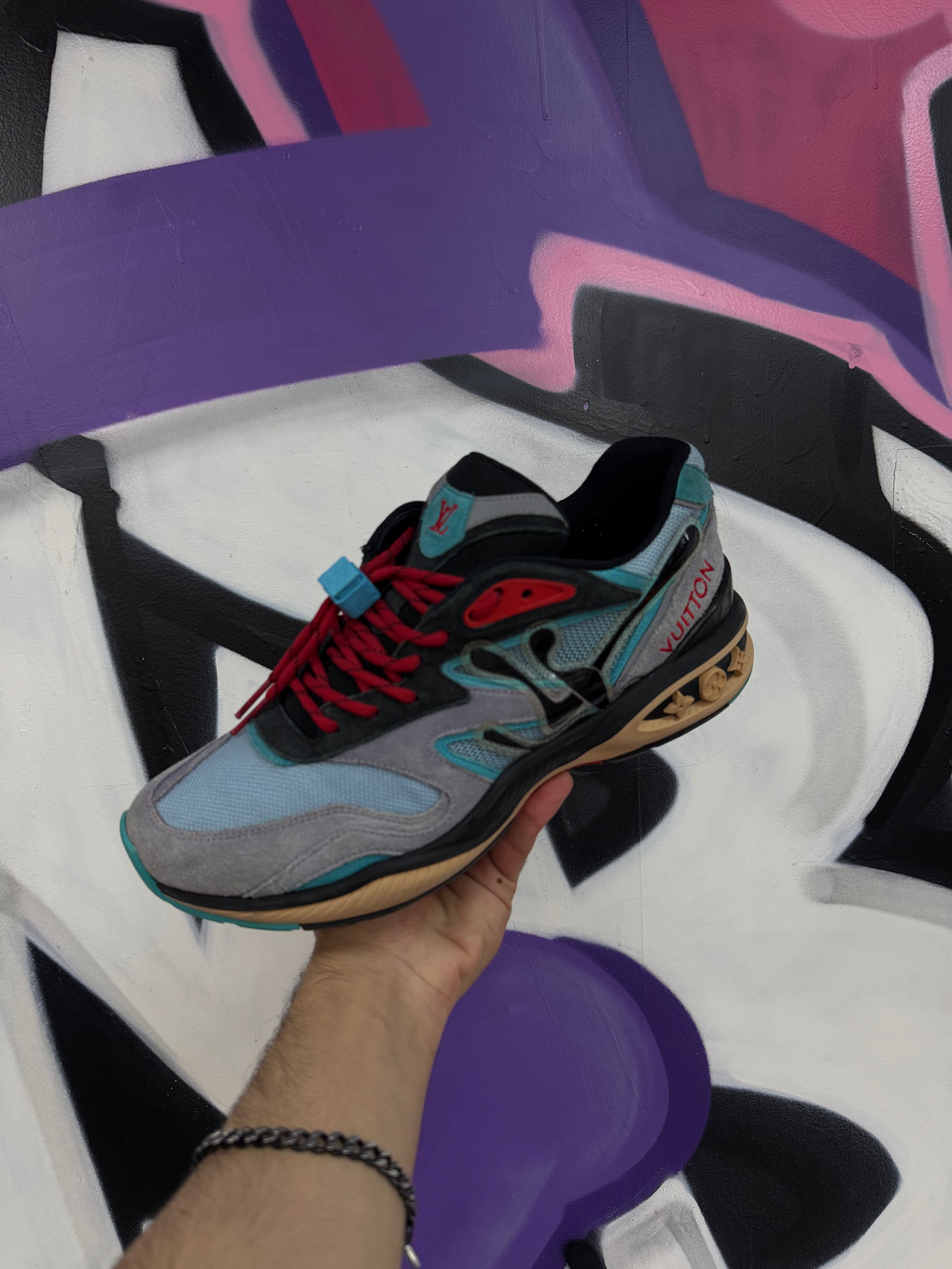 Louis Vuitton Baby Blue Red Trail Sneaker