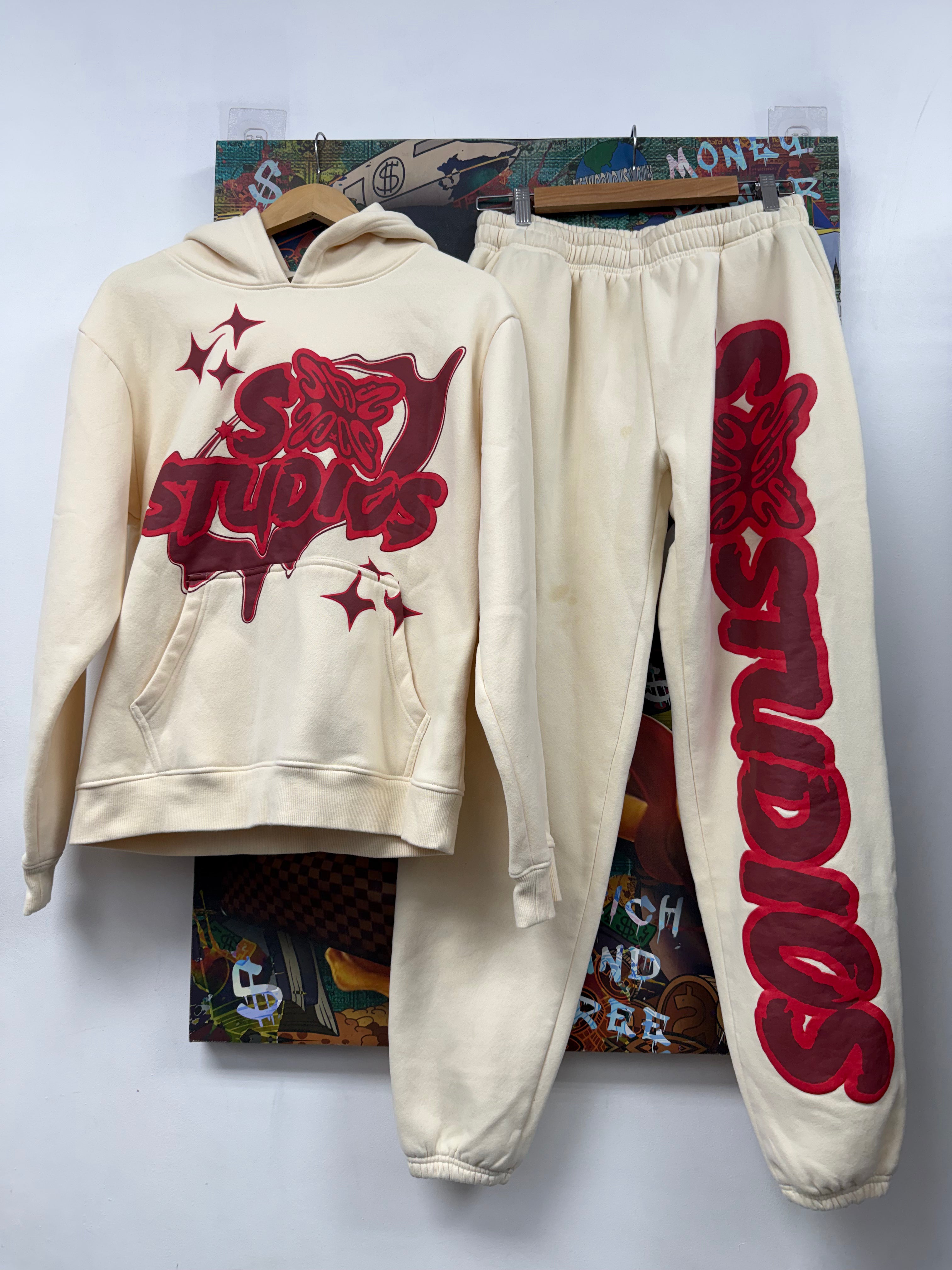 SB Studios Cream Red Sweatsuit