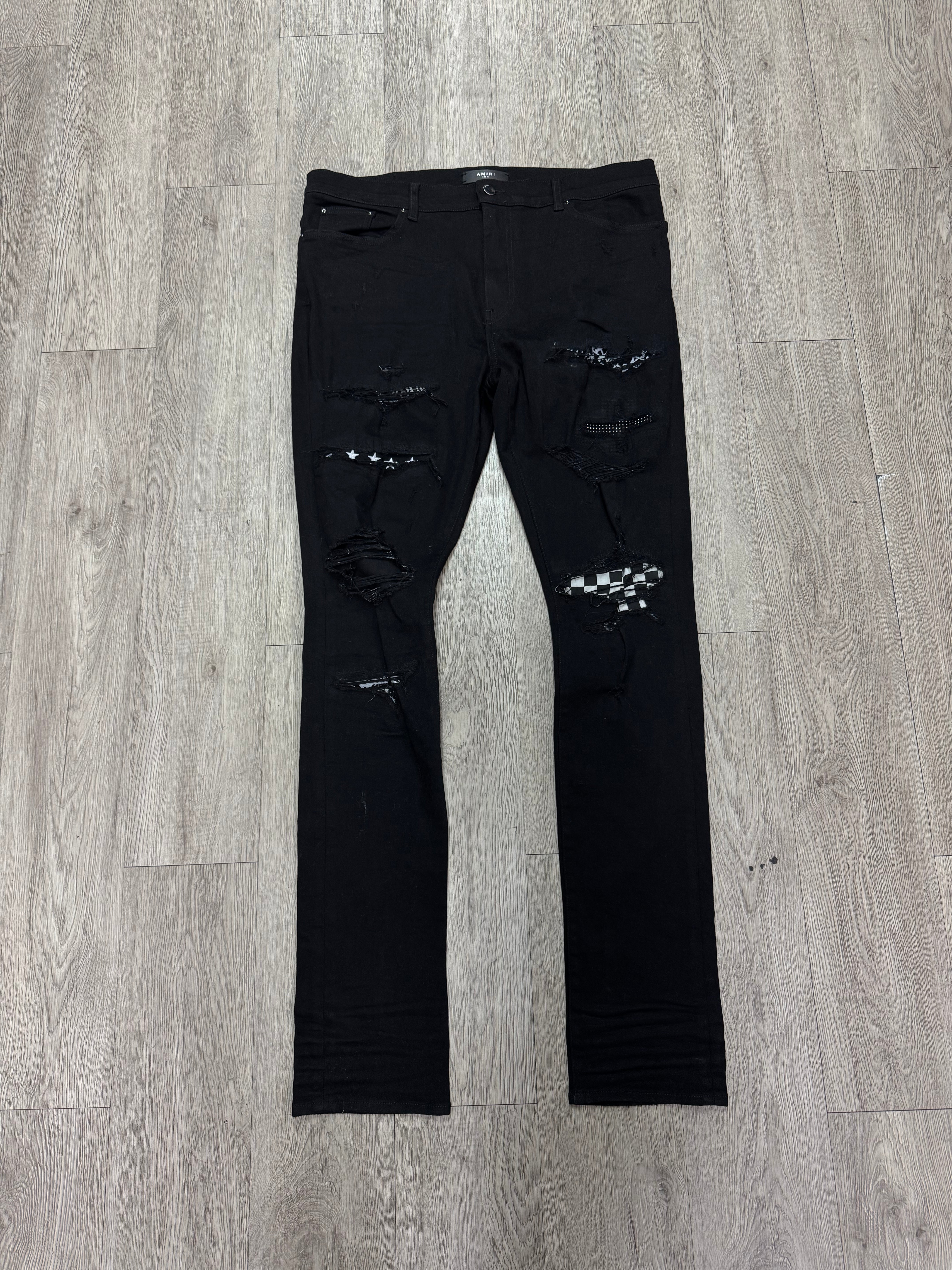 Amiri Black Studded Bone Jeans