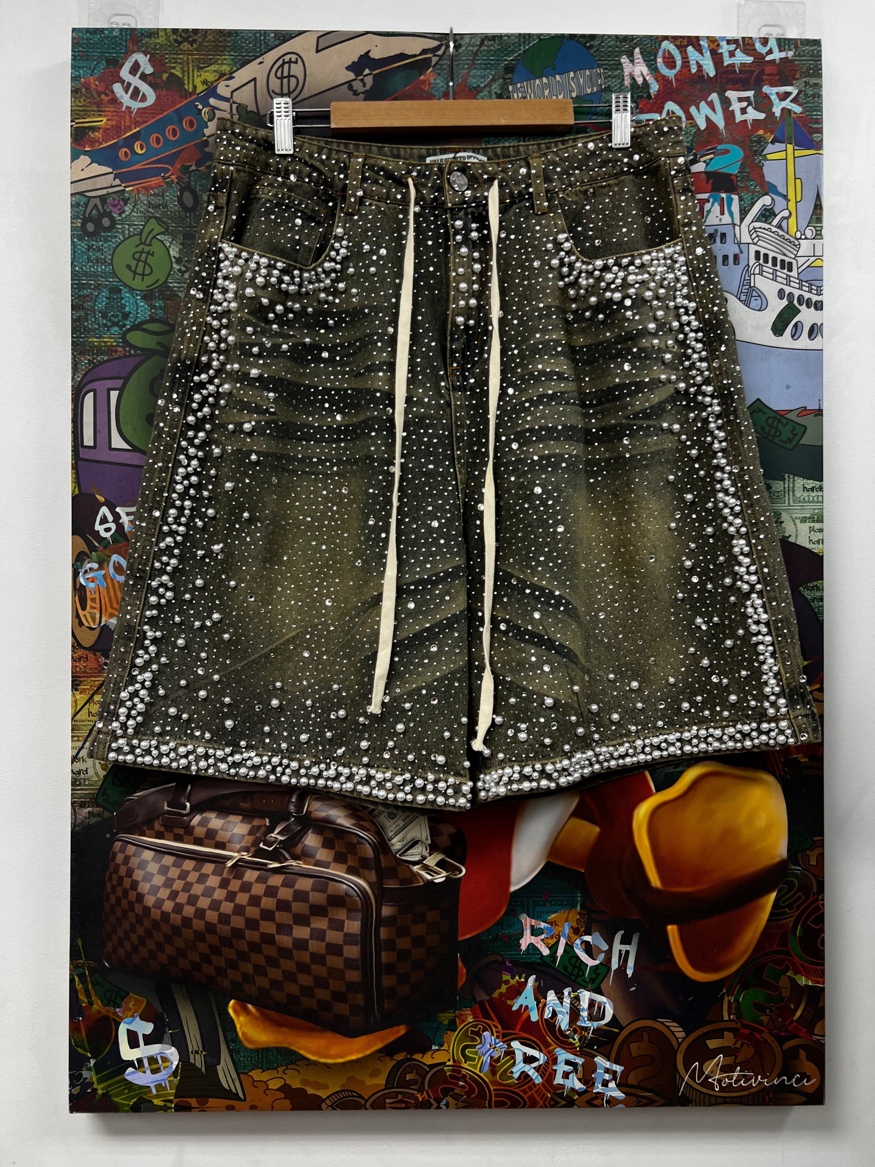 Amiri Light Wash Swan Patchwork Jeans