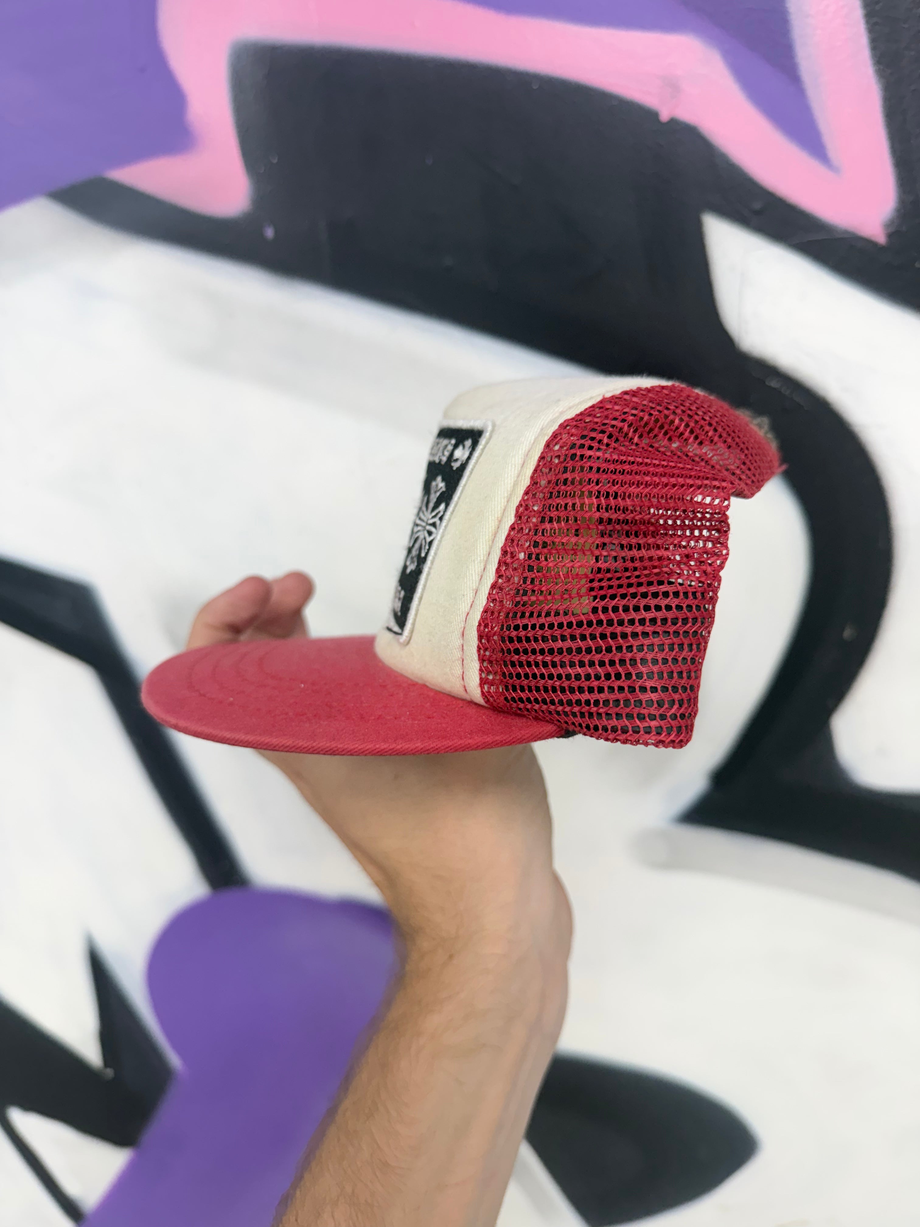 Chrome Hearts White Red CH Trucker Hat