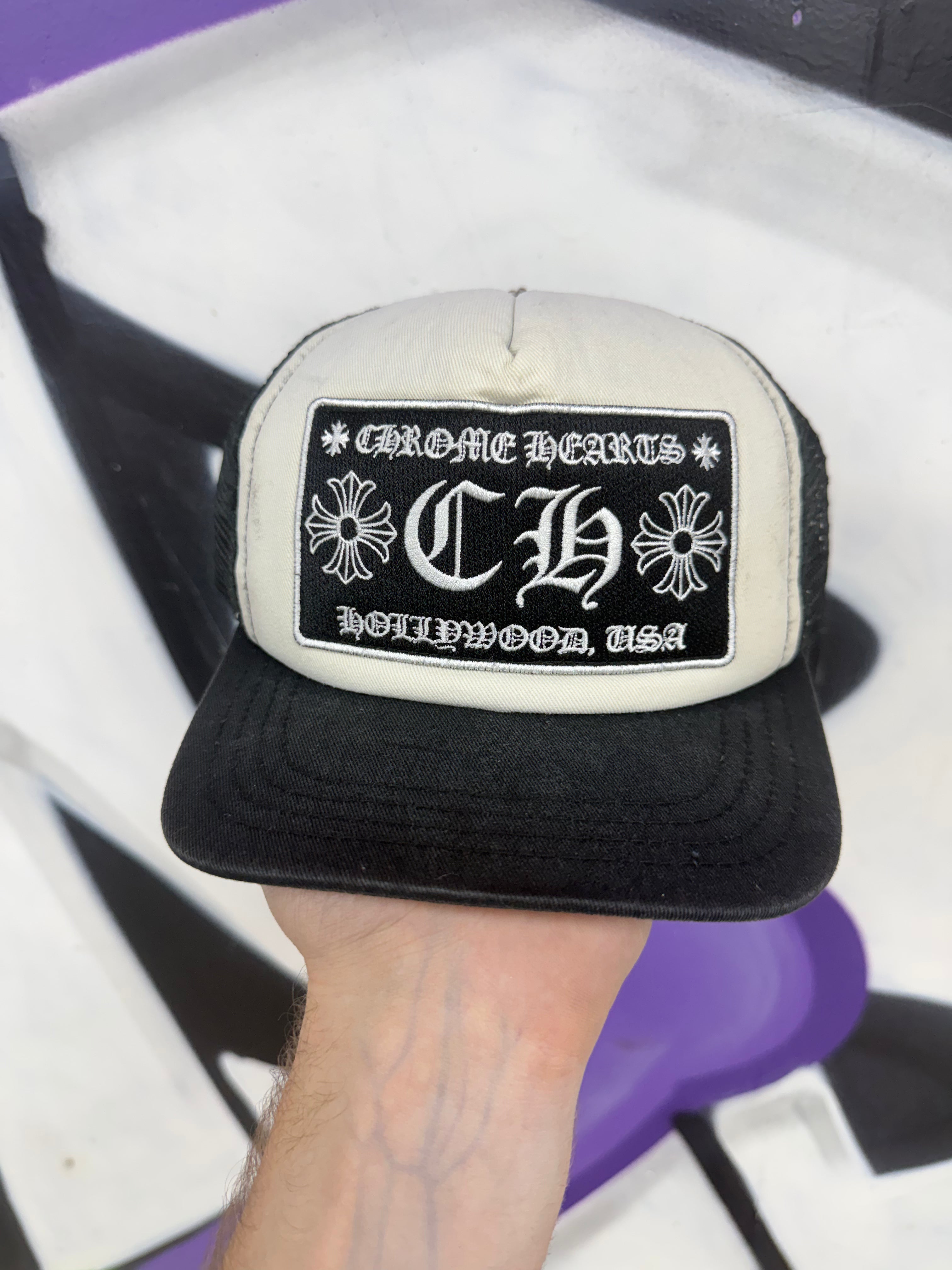 Chrome Hearts White Black CH Hat