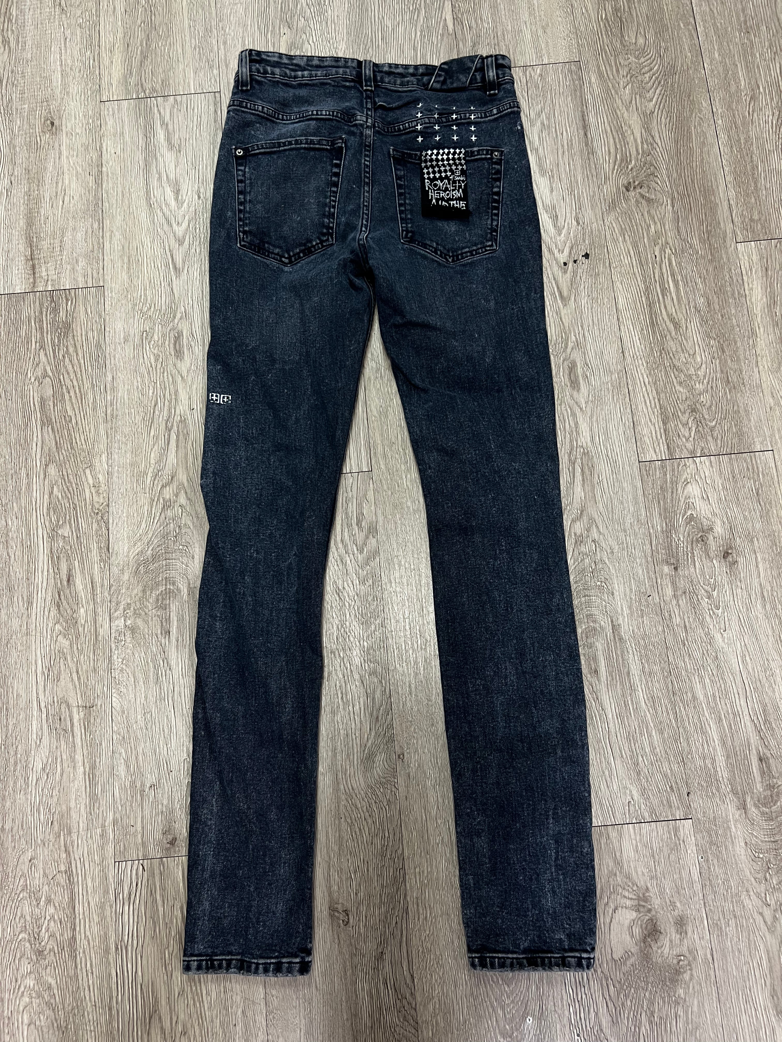 Ksubi Navy Wash Knee Patchwork Jeans