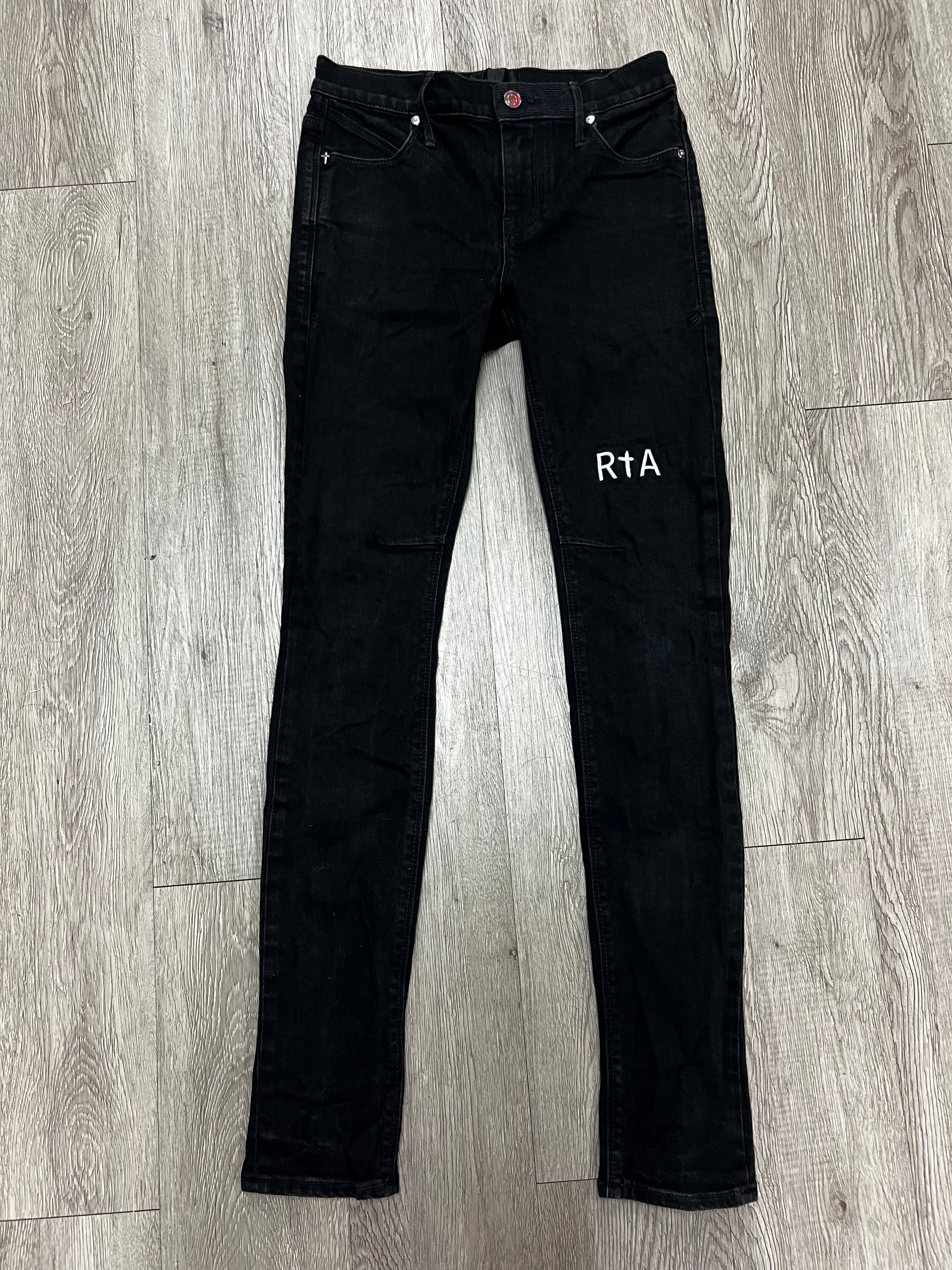 RTA Black Wash Embroidered Jeans