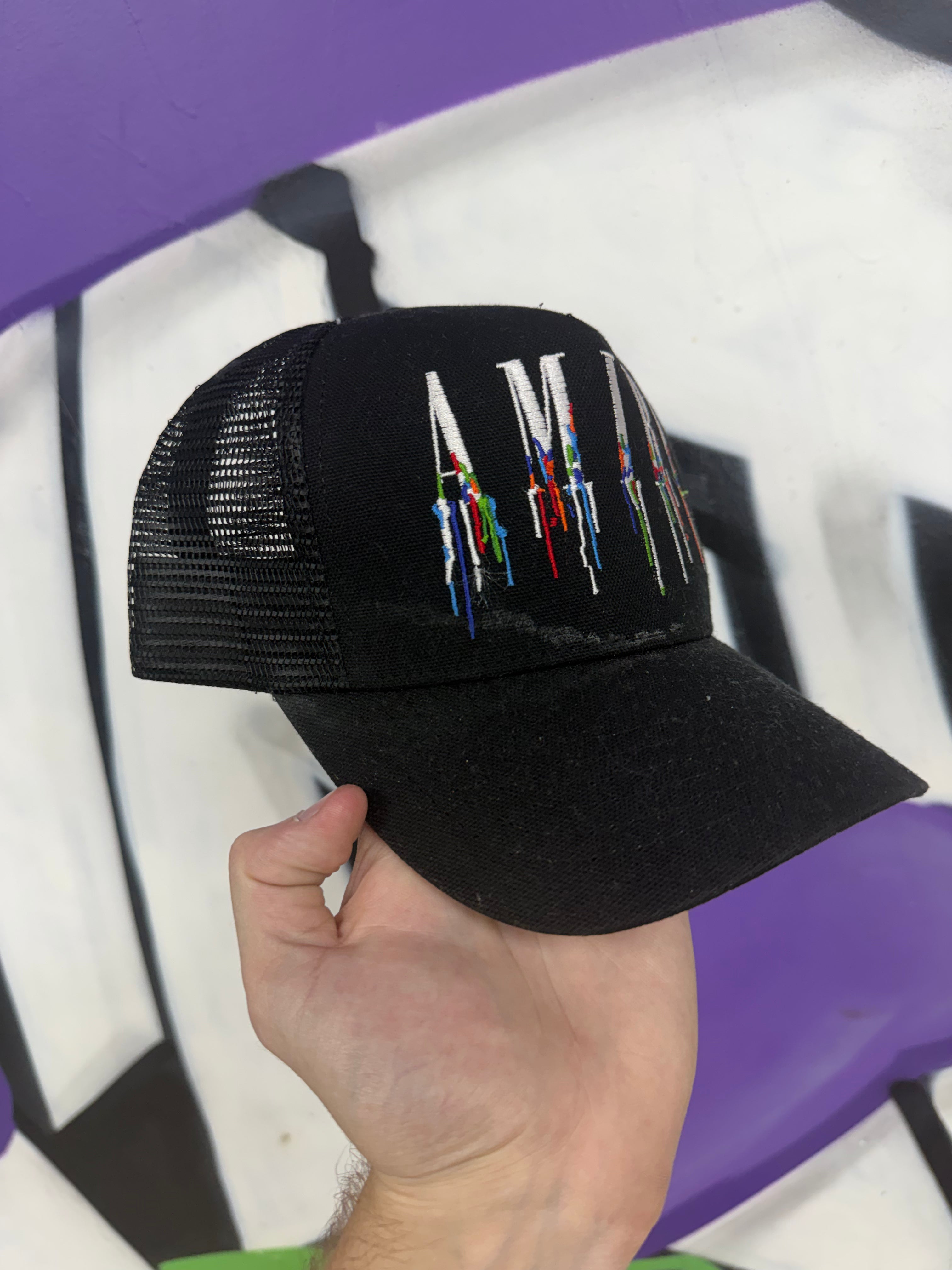 Amiri Black Paint Drip Hat