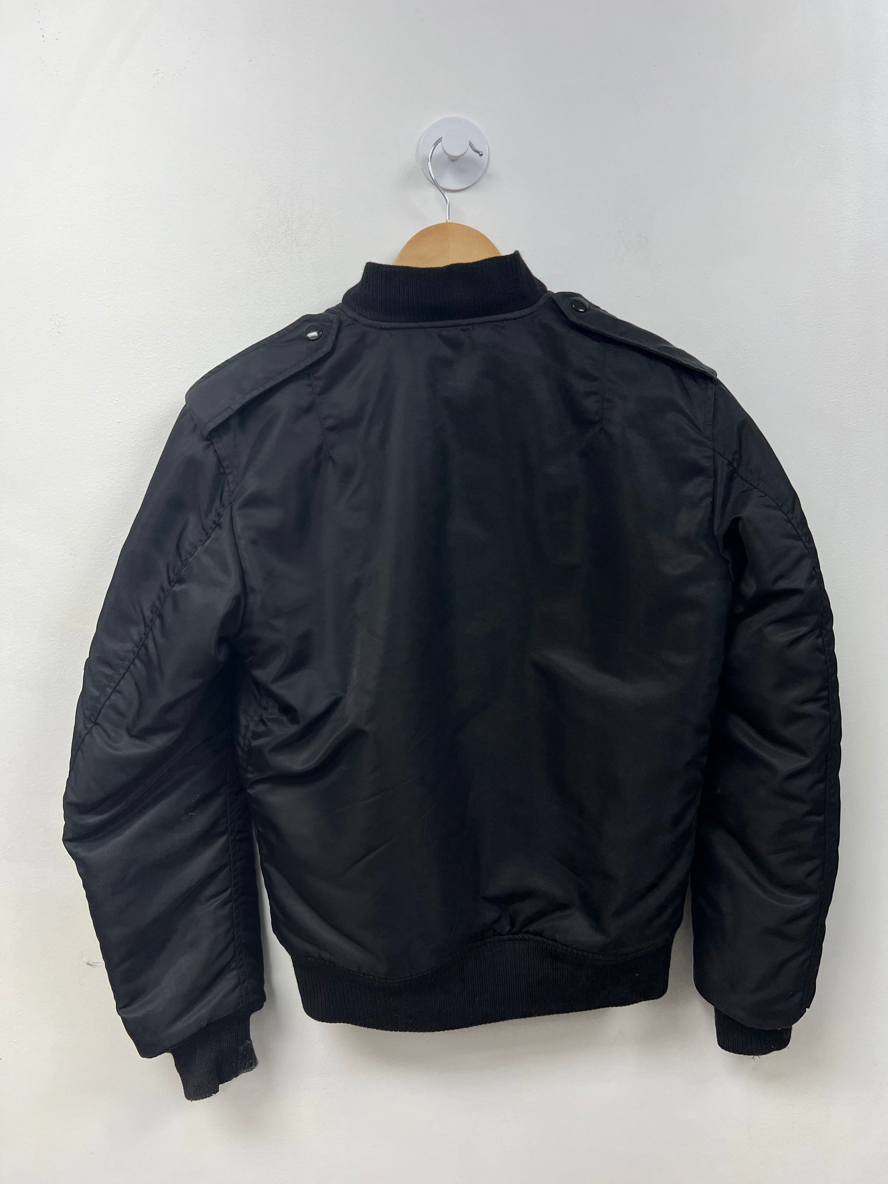 YSL Black Nylon Cropped Bomber Jacket
