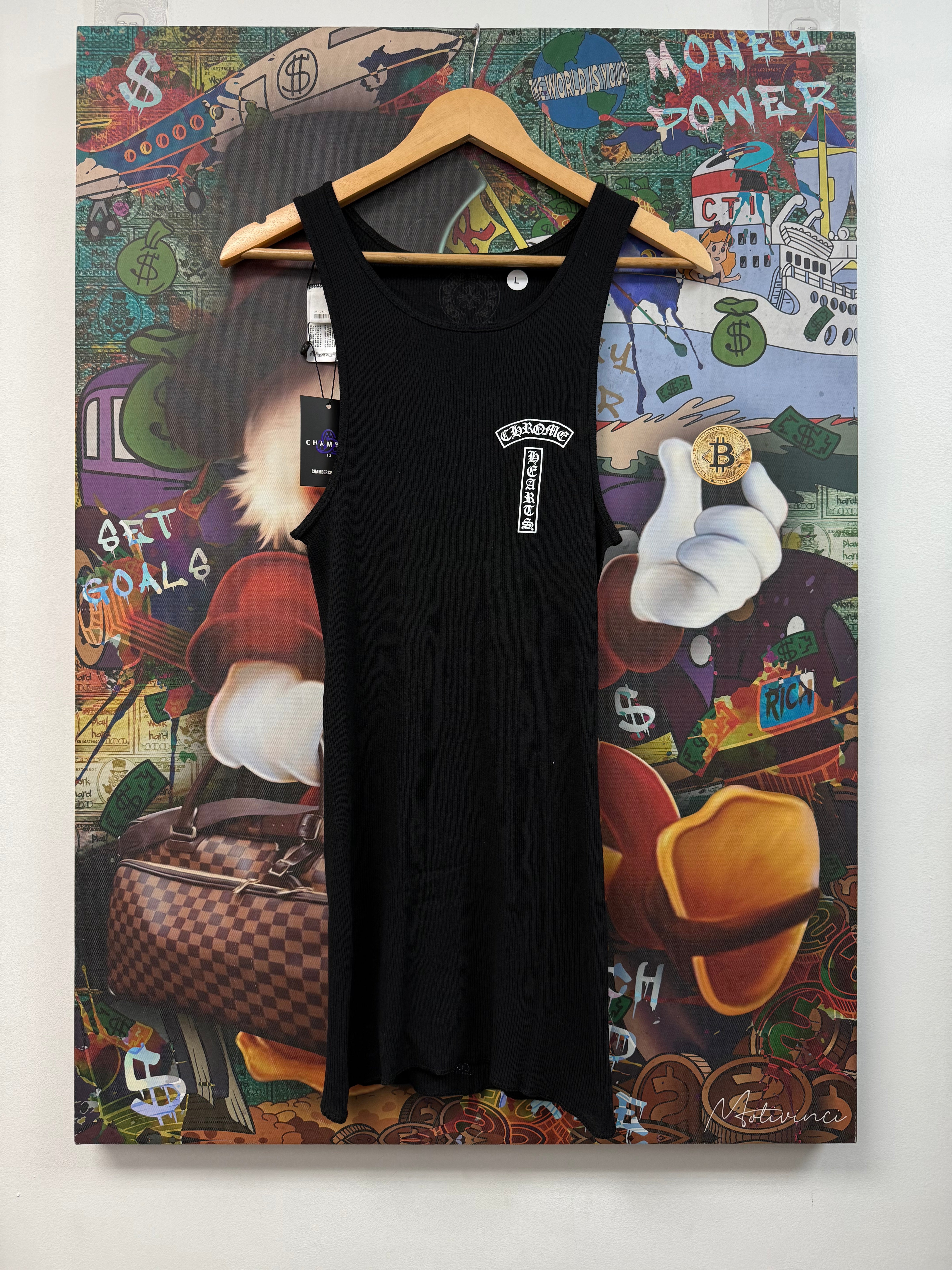 Chrome Hearts Black T-Bar Cross Tank Top