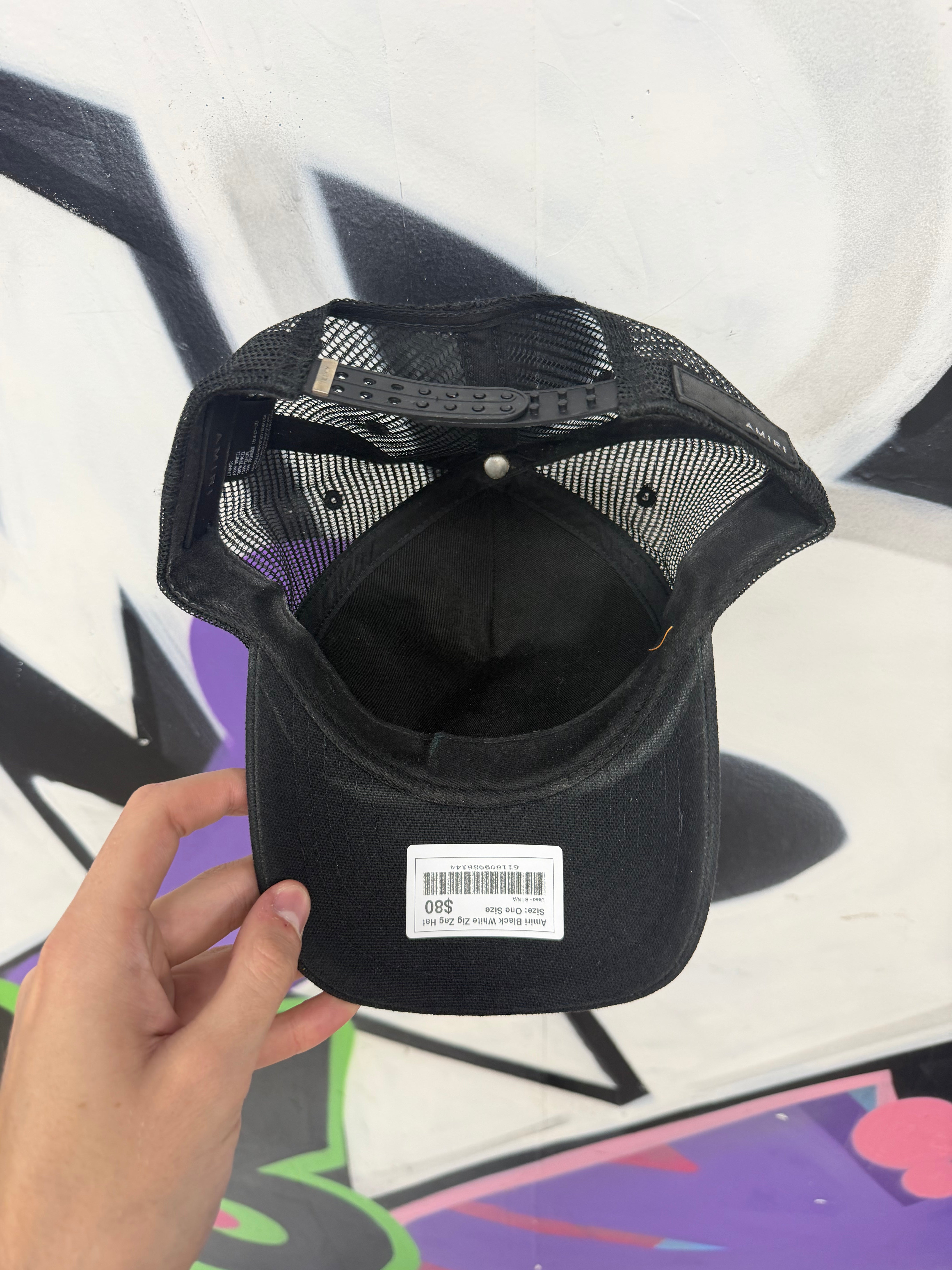 Amiri Black White Zig Zag Hat